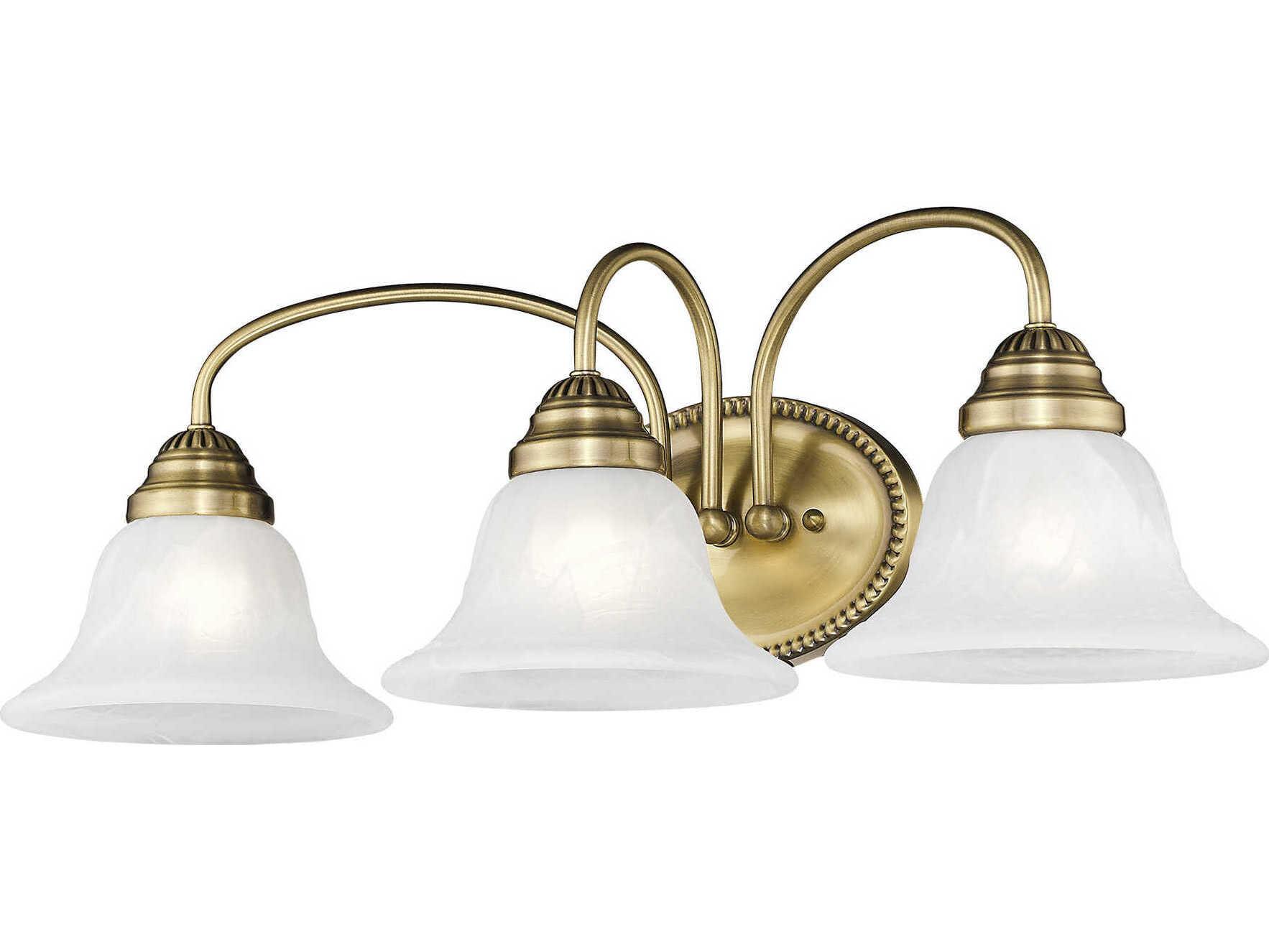 Livex Lighting Edgemont 3-Light Antique Brass Glass Vanity Light