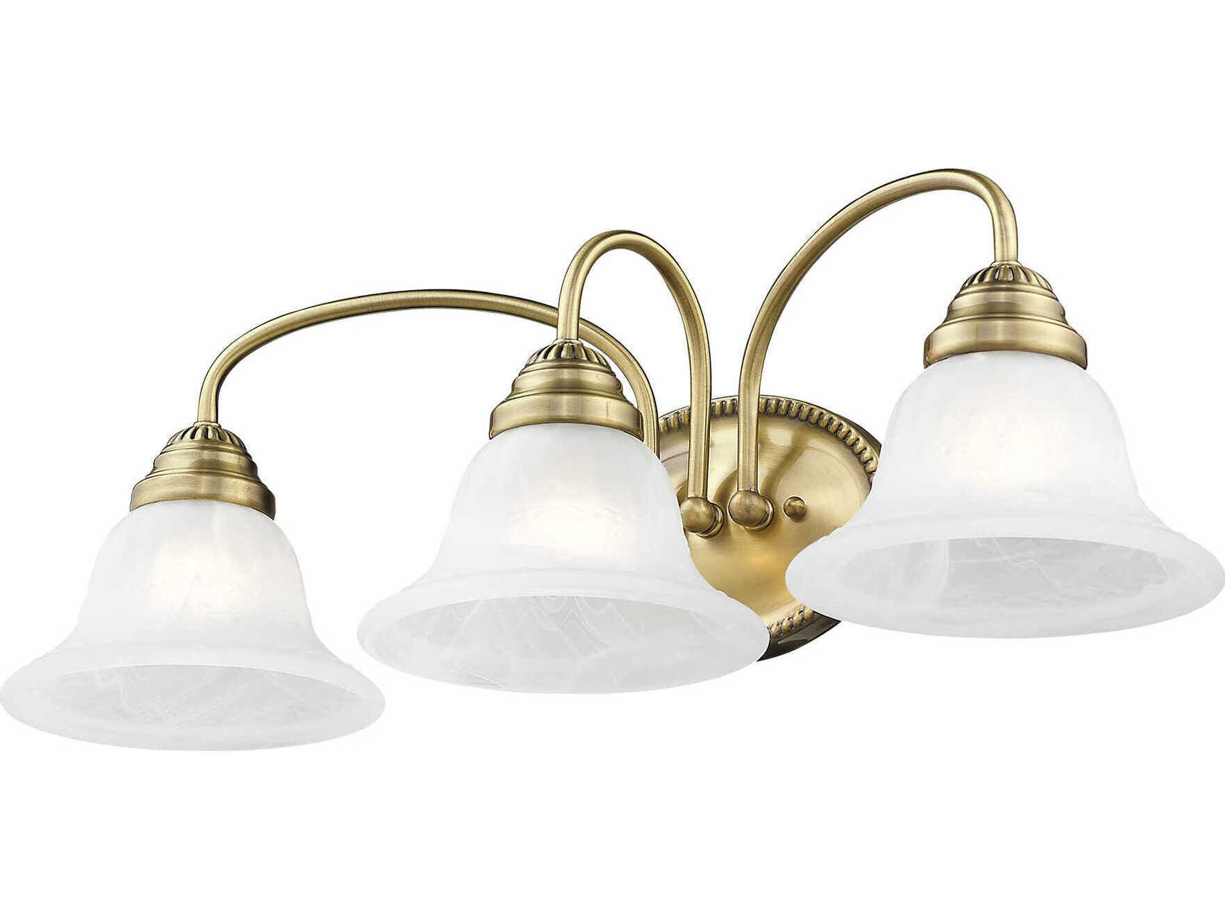 Livex Lighting Edgemont 3-Light Antique Brass Glass Vanity Light