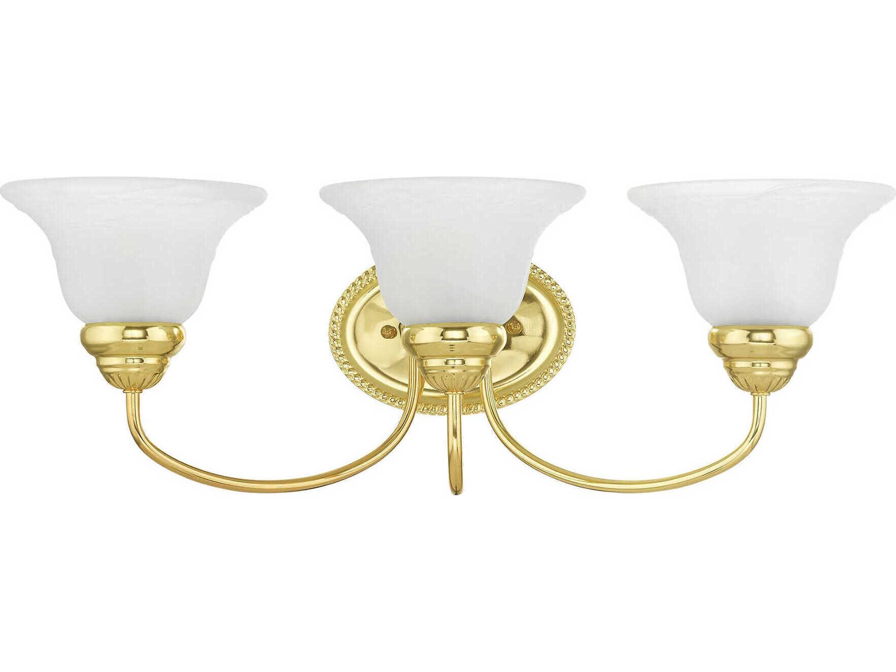 Livex Lighting Edgemont 3-Light Polished Brass White Glass Vanity Light