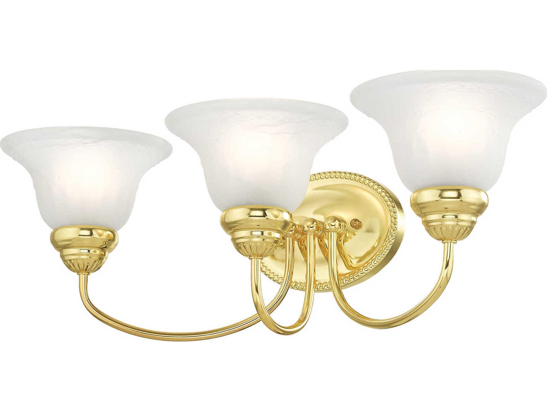 Livex Lighting Edgemont 3-Light Polished Brass White Glass Vanity Light