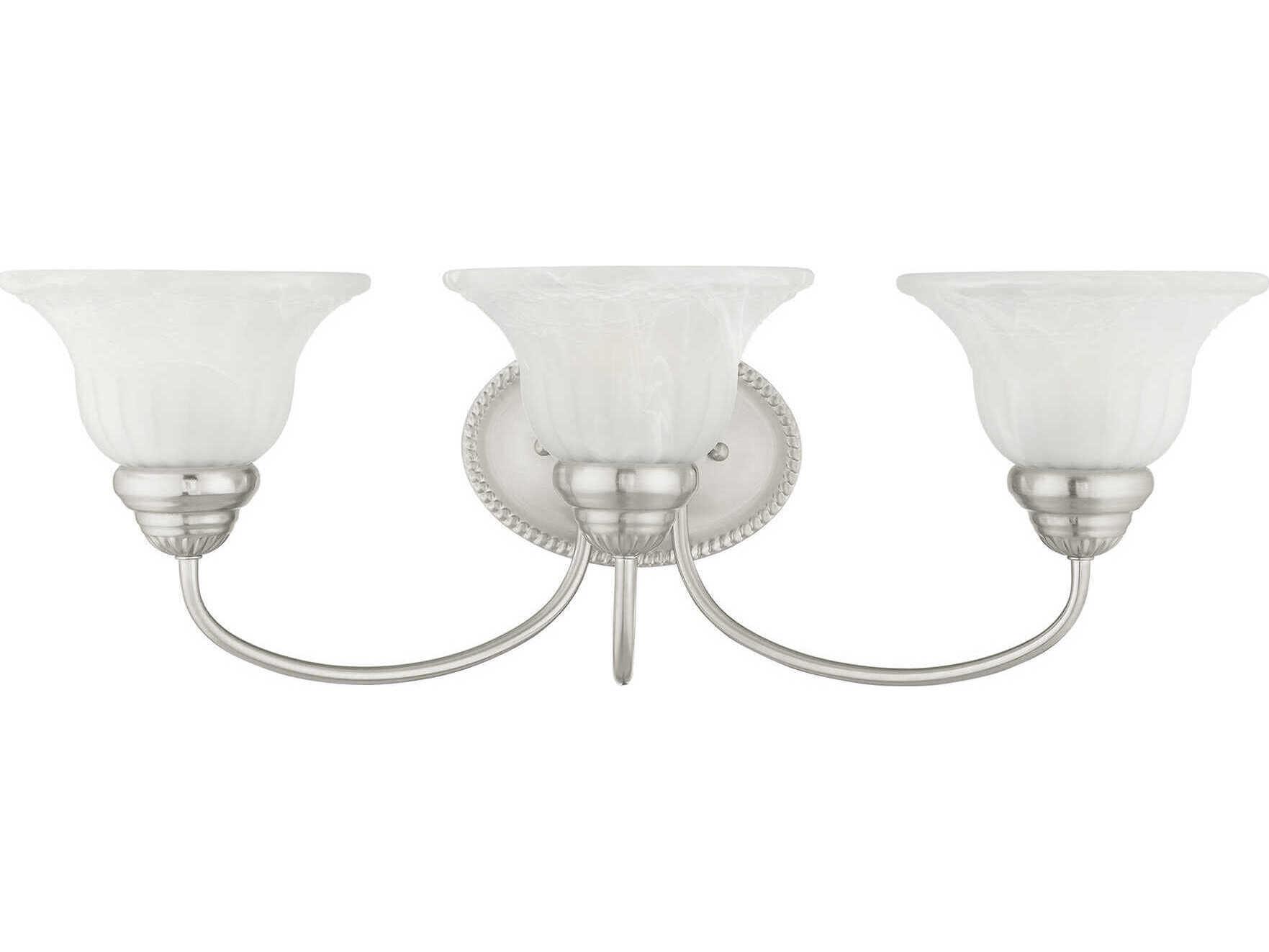 Livex Lighting Edgemont 3-Light Brushed Nickel Glass Vanity Light
