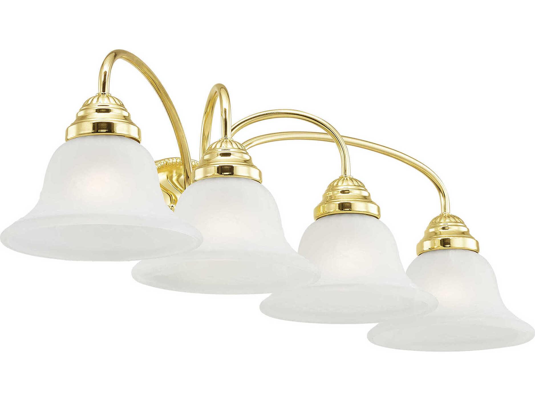 Livex Lighting Edgemont 4-Light Polished Brass Glass Vanity Light