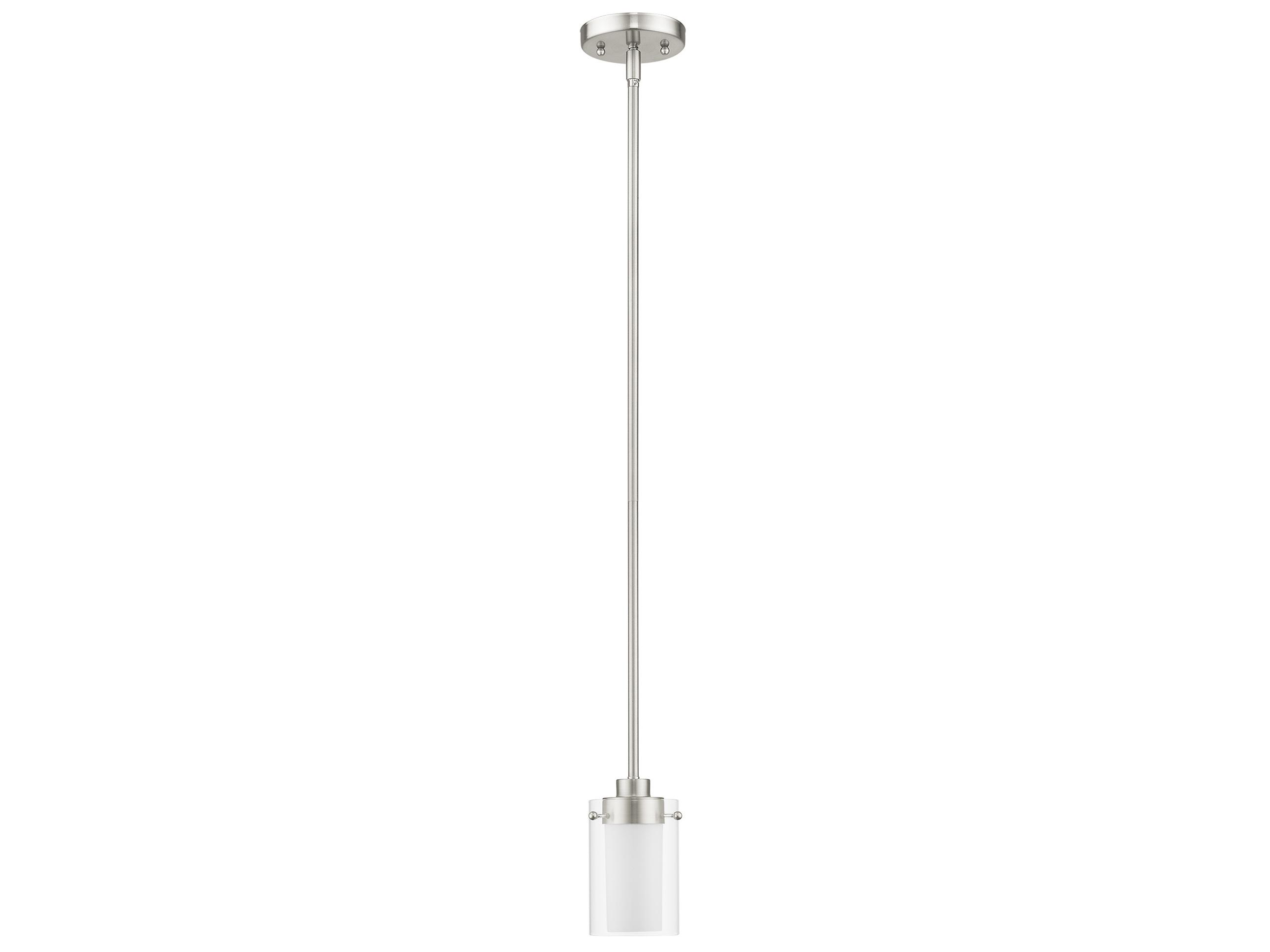 Livex Lighting Manhattan 1-Light Brushed Nickel Glass Cylinder Mini Pendant