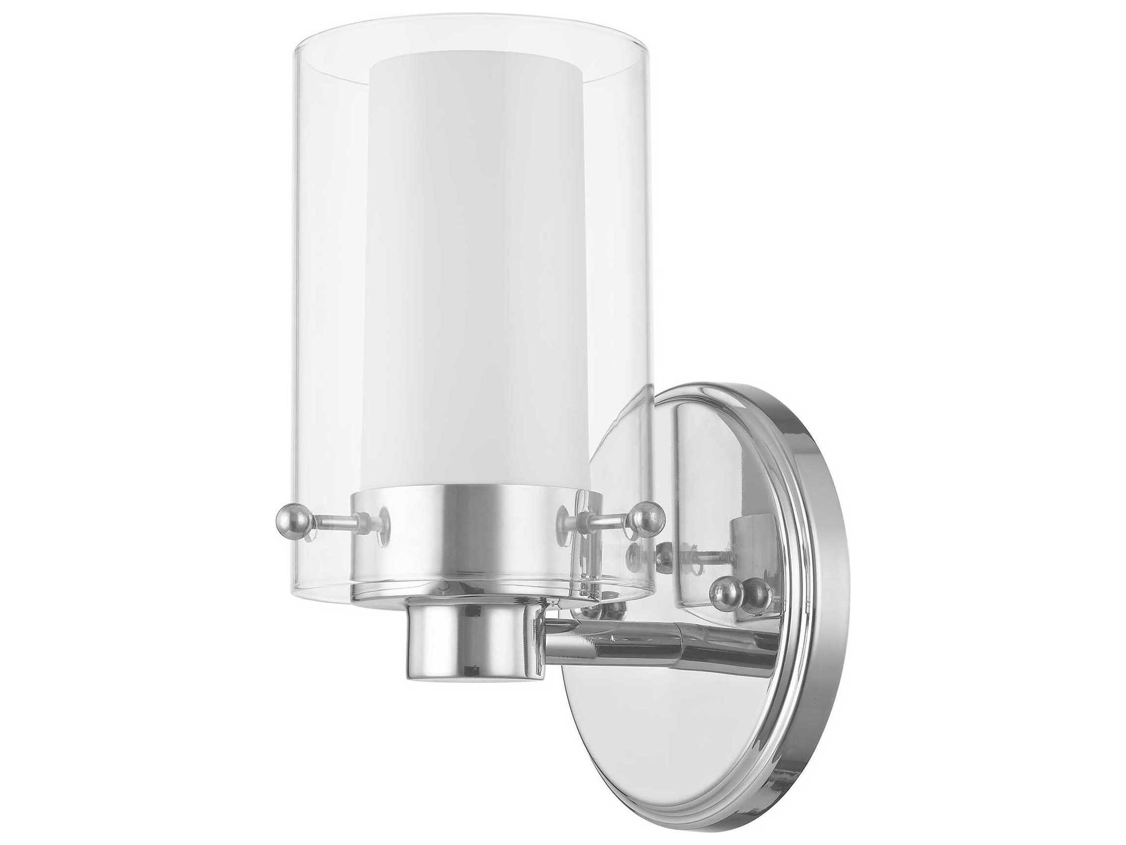 Livex Lighting Manhattan 1-Light Polished Chrome Glass Wall Sconce