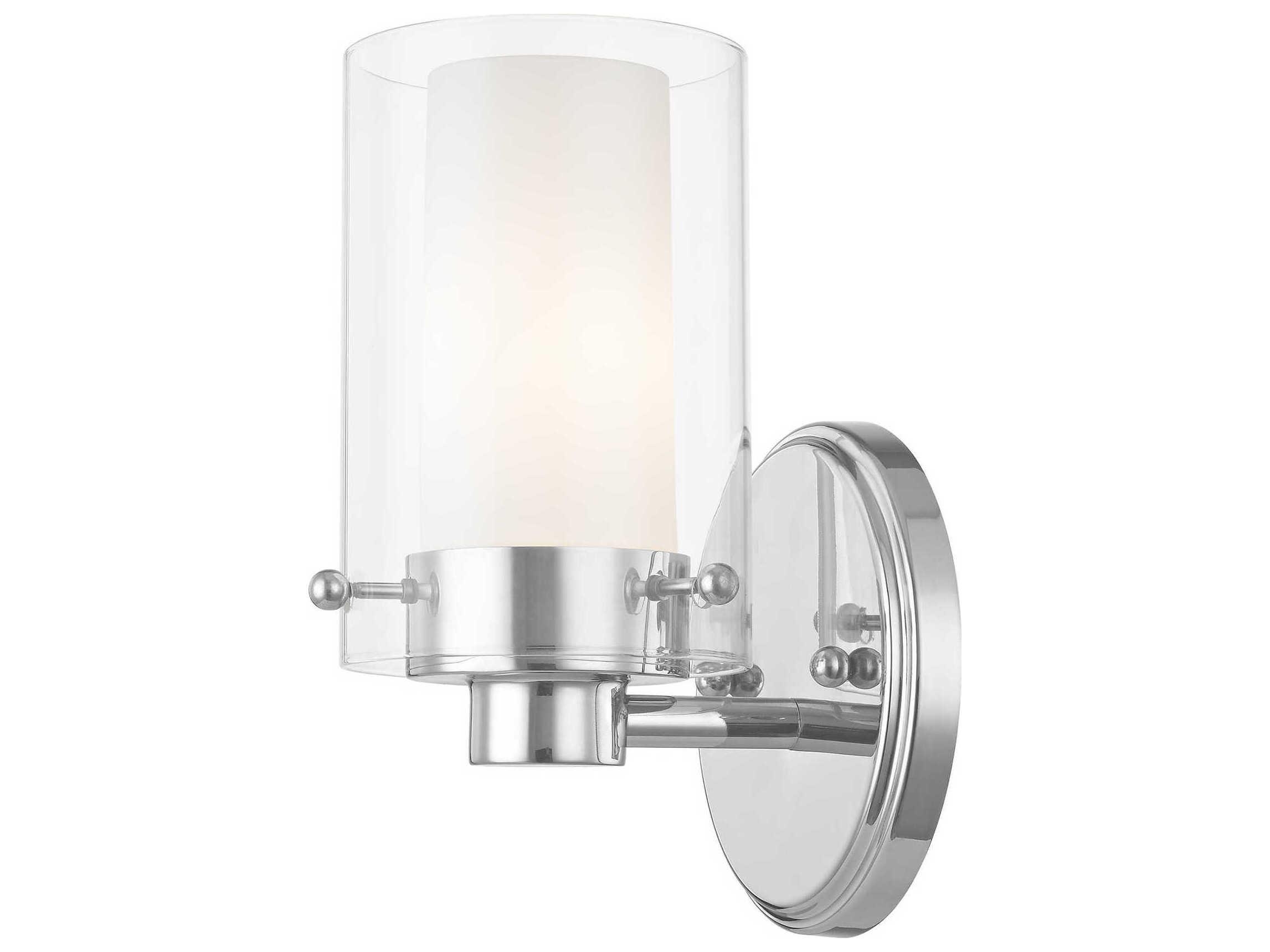 Livex Lighting Manhattan 1-Light Polished Chrome Glass Wall Sconce
