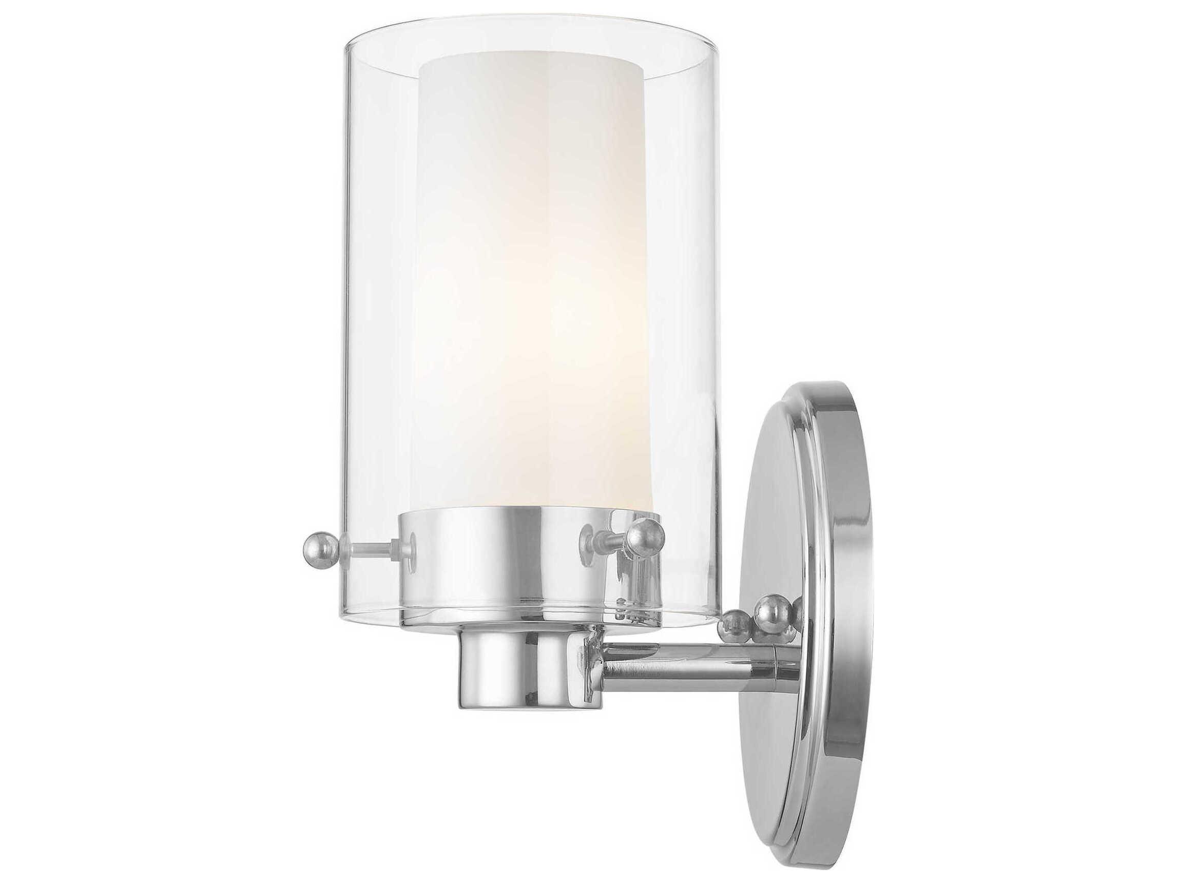 Livex Lighting Manhattan 1-Light Polished Chrome Glass Wall Sconce