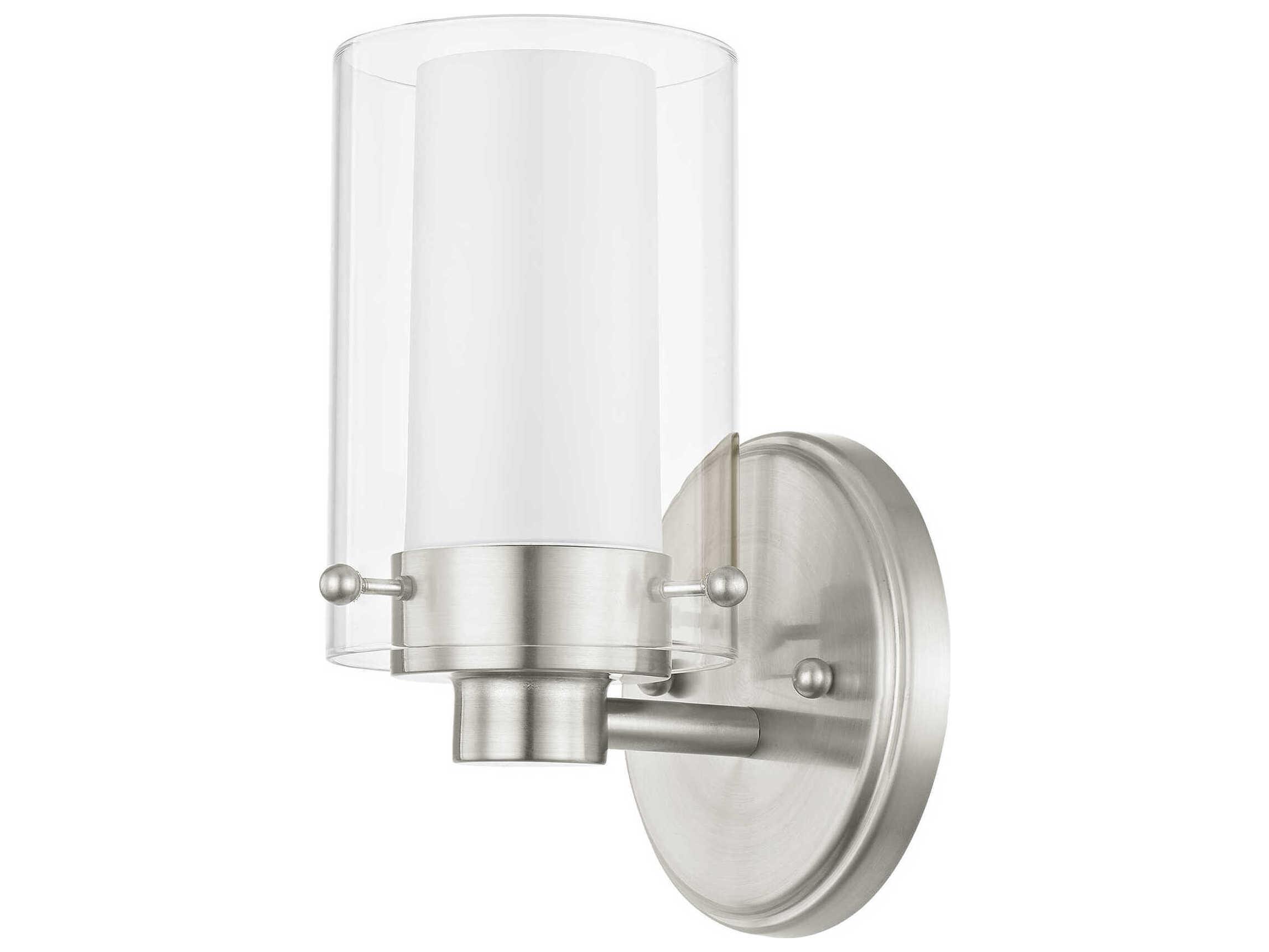 Livex Lighting Manhattan 1-Light Brushed Nickel Glass Wall Sconce