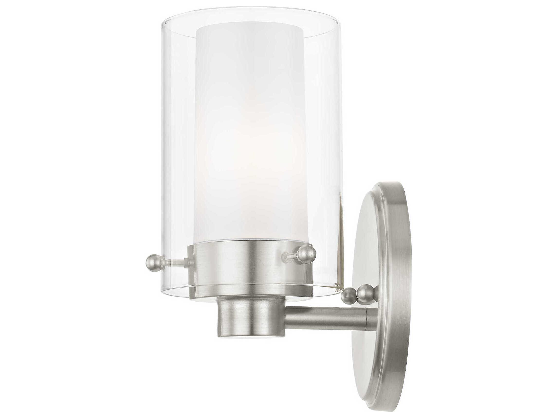 Livex Lighting Manhattan 1-Light Brushed Nickel Glass Wall Sconce