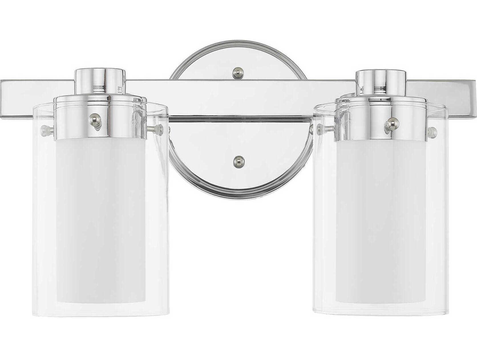 Livex Lighting Manhattan 2-Light Polished Chrome Glass Vanity Light