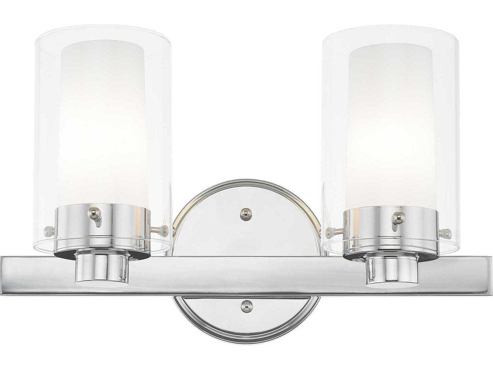 Livex Lighting Manhattan 2-Light Polished Chrome Glass Vanity Light