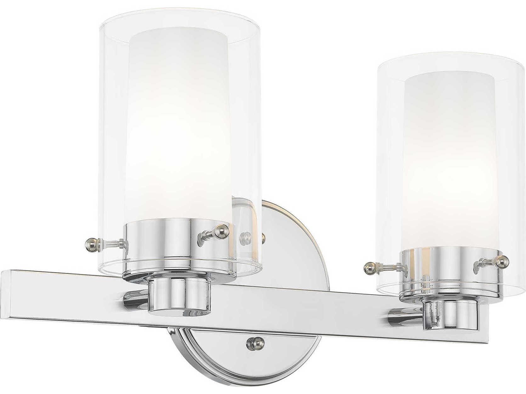 Livex Lighting Manhattan 2-Light Polished Chrome Glass Vanity Light