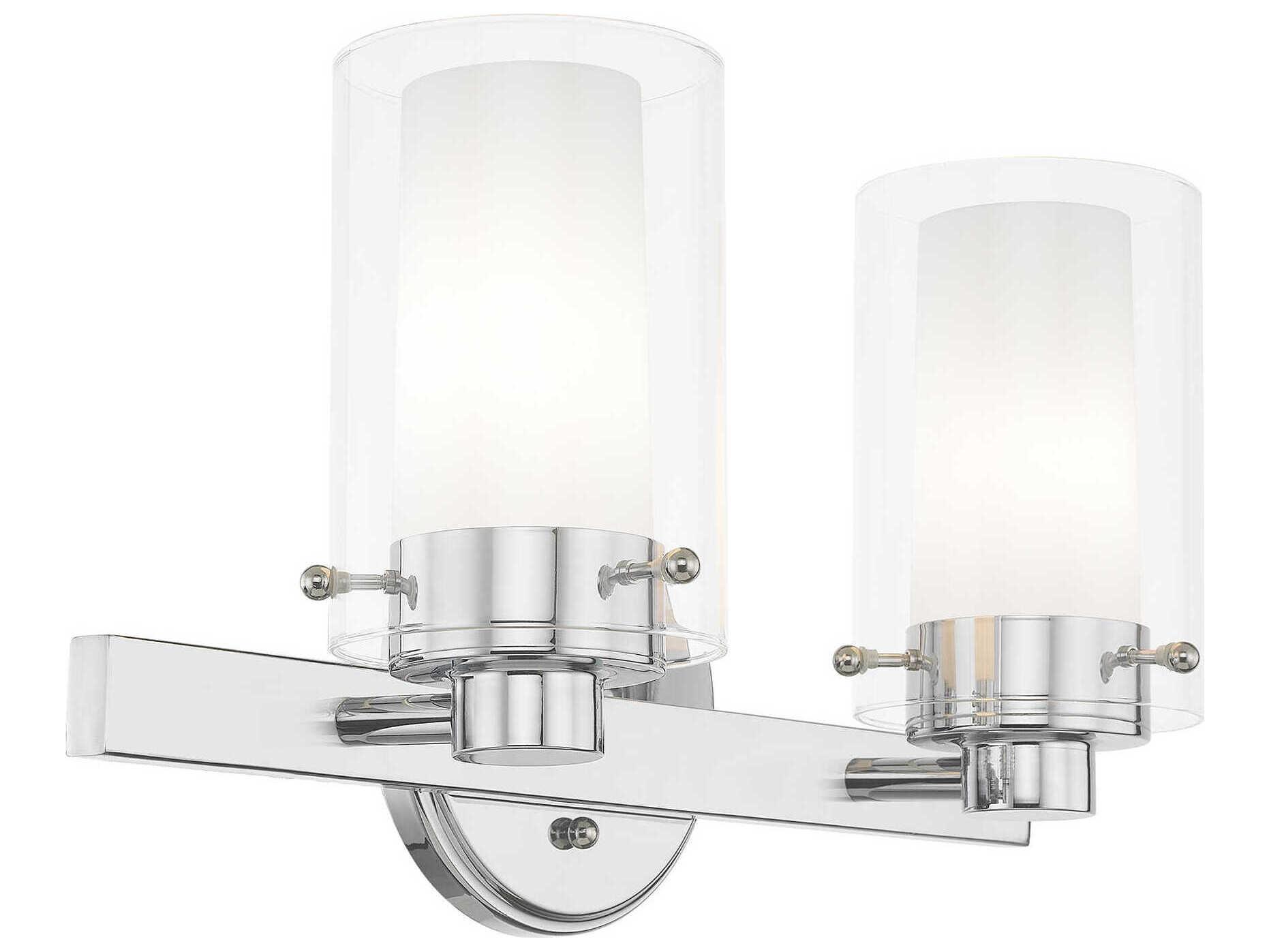 Livex Lighting Manhattan 2-Light Polished Chrome Glass Vanity Light