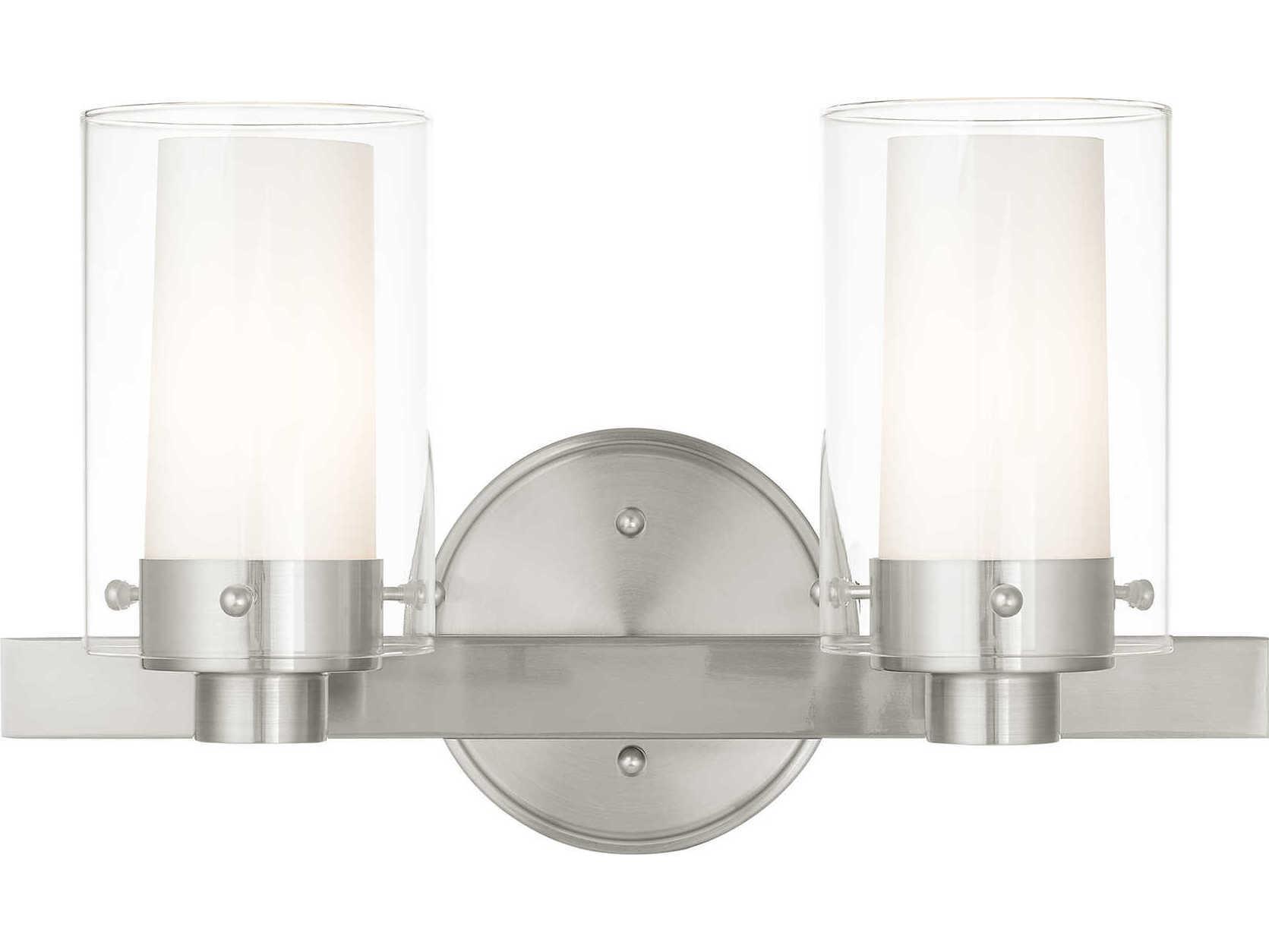Livex Lighting Manhattan 2-Light Brushed Nickel Glass Vanity Light
