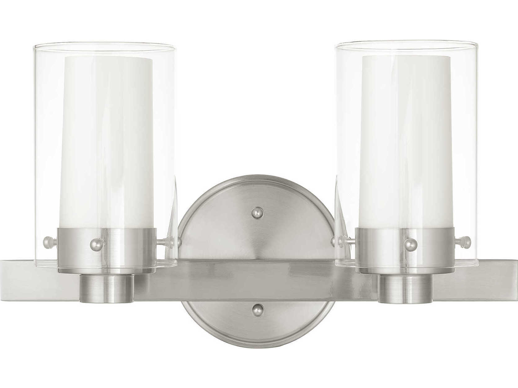 Livex Lighting Manhattan 2-Light Brushed Nickel Glass Vanity Light