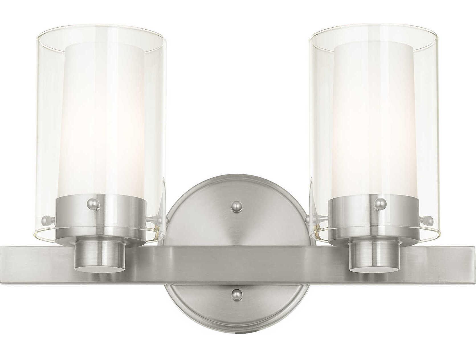 Livex Lighting Manhattan 2-Light Brushed Nickel Glass Vanity Light