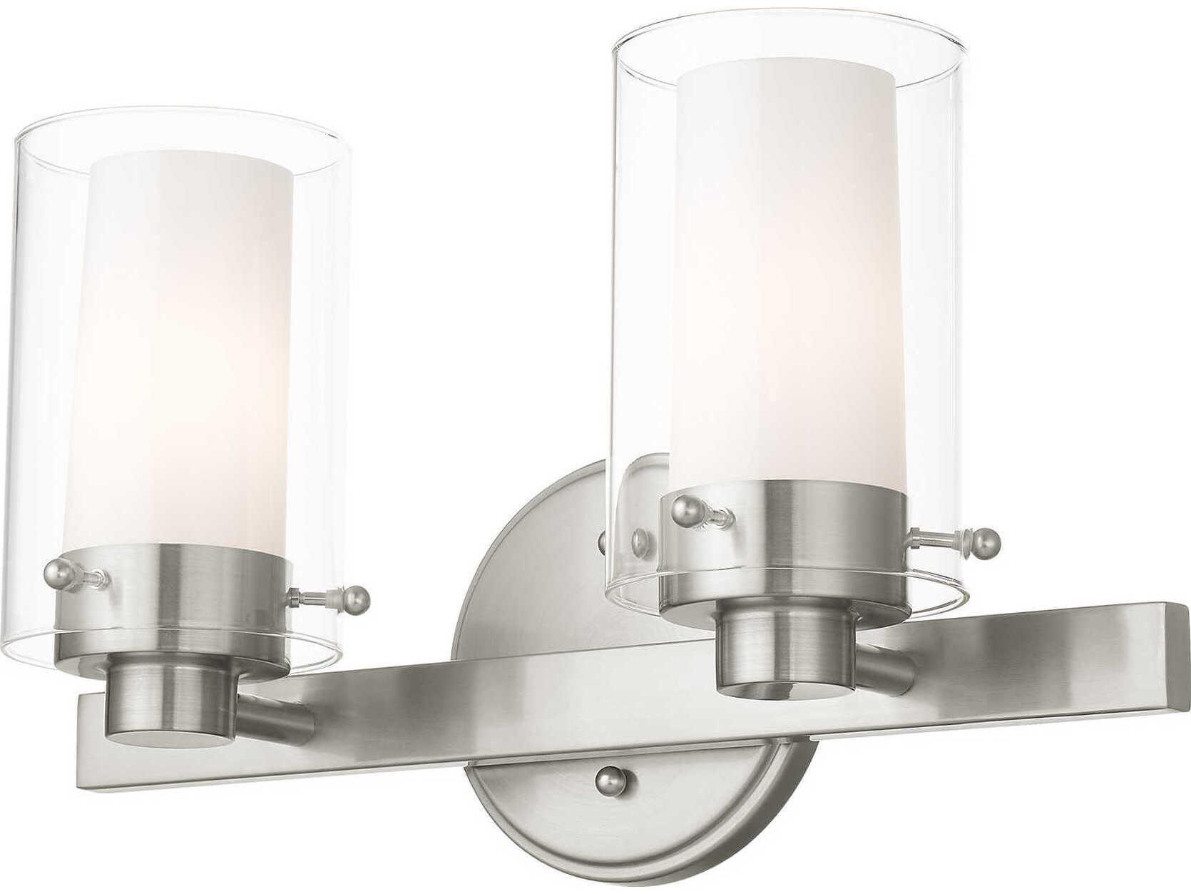Livex Lighting Manhattan 2-Light Brushed Nickel Glass Vanity Light