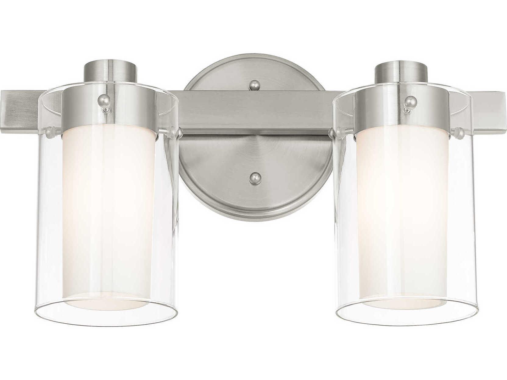 Livex Lighting Manhattan 2-Light Brushed Nickel Glass Vanity Light