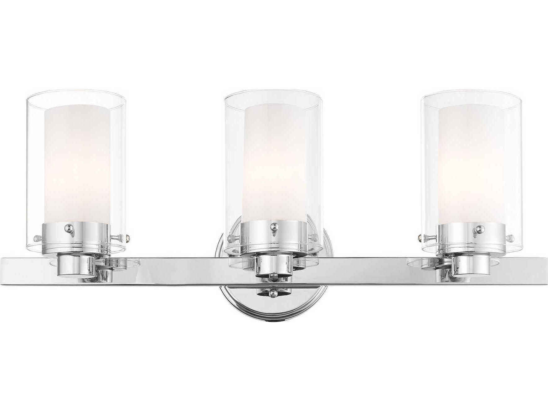 Livex Lighting Manhattan 3-Light Polished Chrome Glass Vanity Light