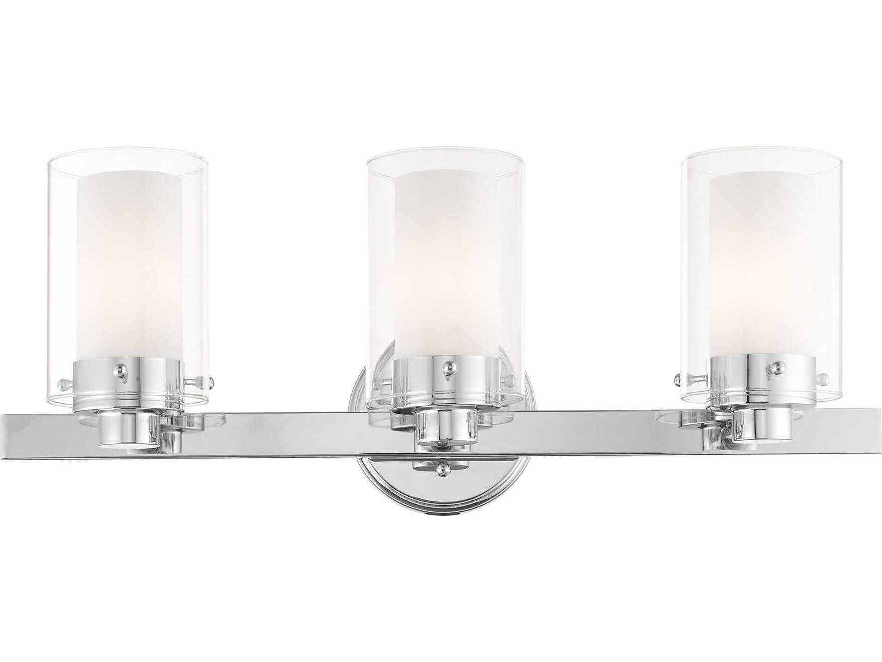 Livex Lighting Manhattan 3-Light Polished Chrome Glass Vanity Light