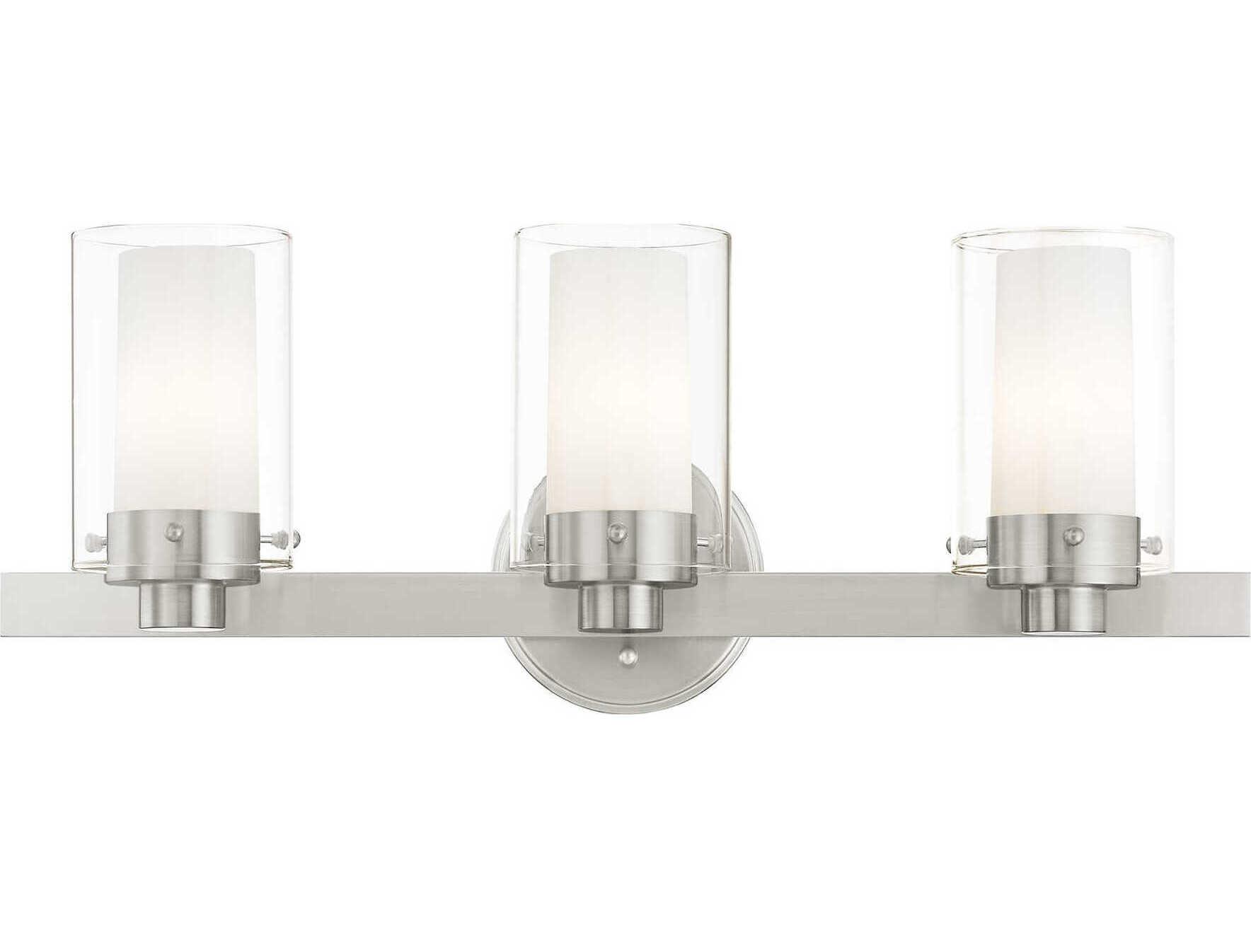 Livex Lighting Manhattan 3-Light Brushed Nickel Glass Vanity Light
