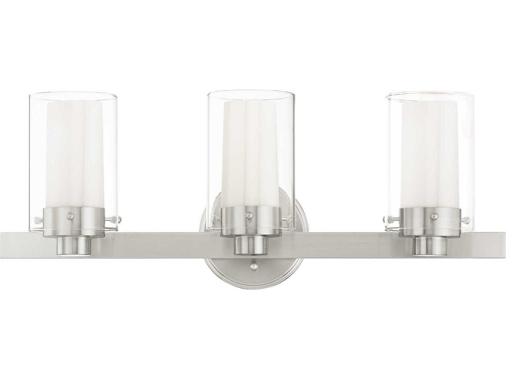 Livex Lighting Manhattan 3-Light Brushed Nickel Glass Vanity Light