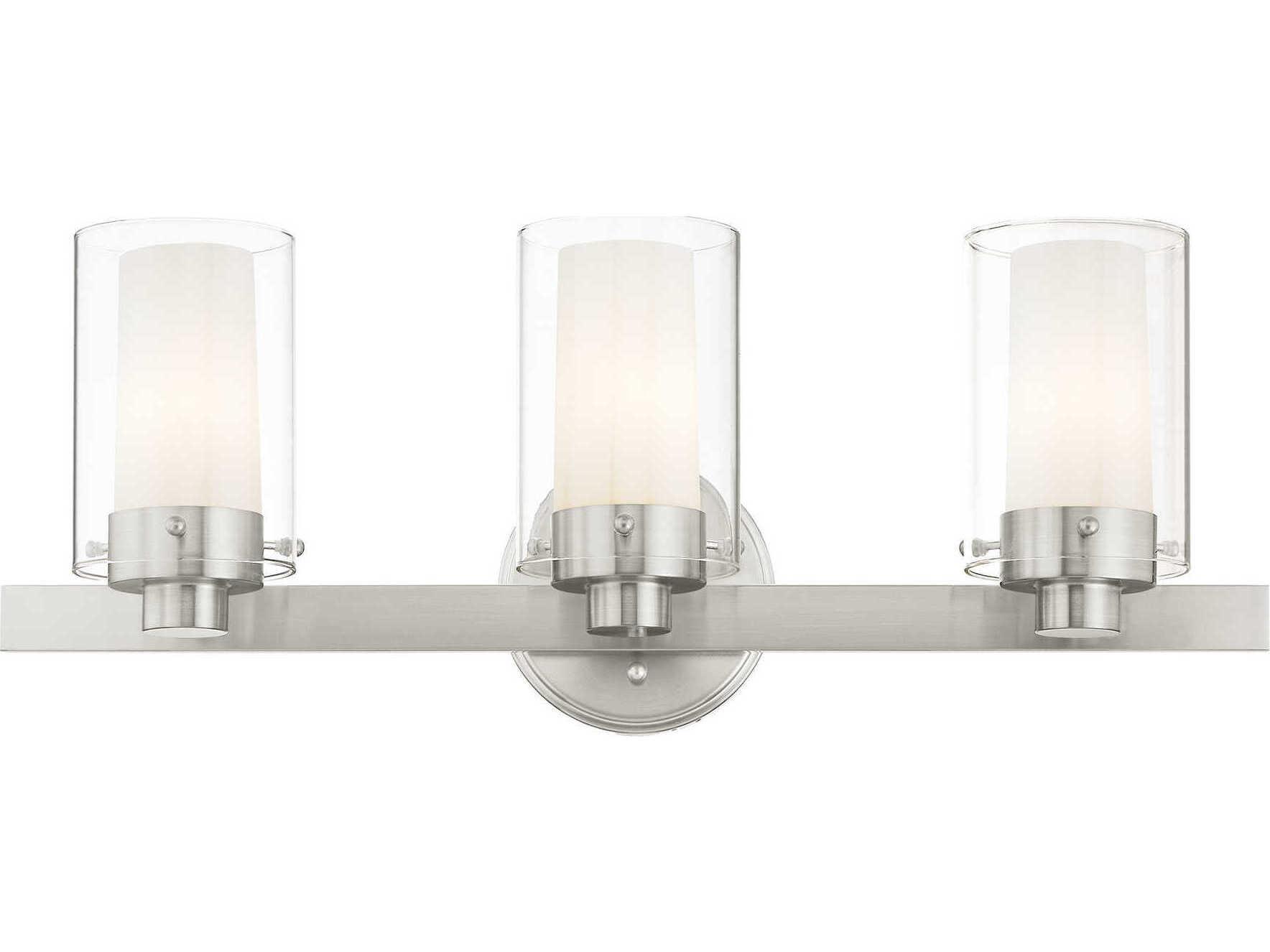 Livex Lighting Manhattan 3-Light Brushed Nickel Glass Vanity Light
