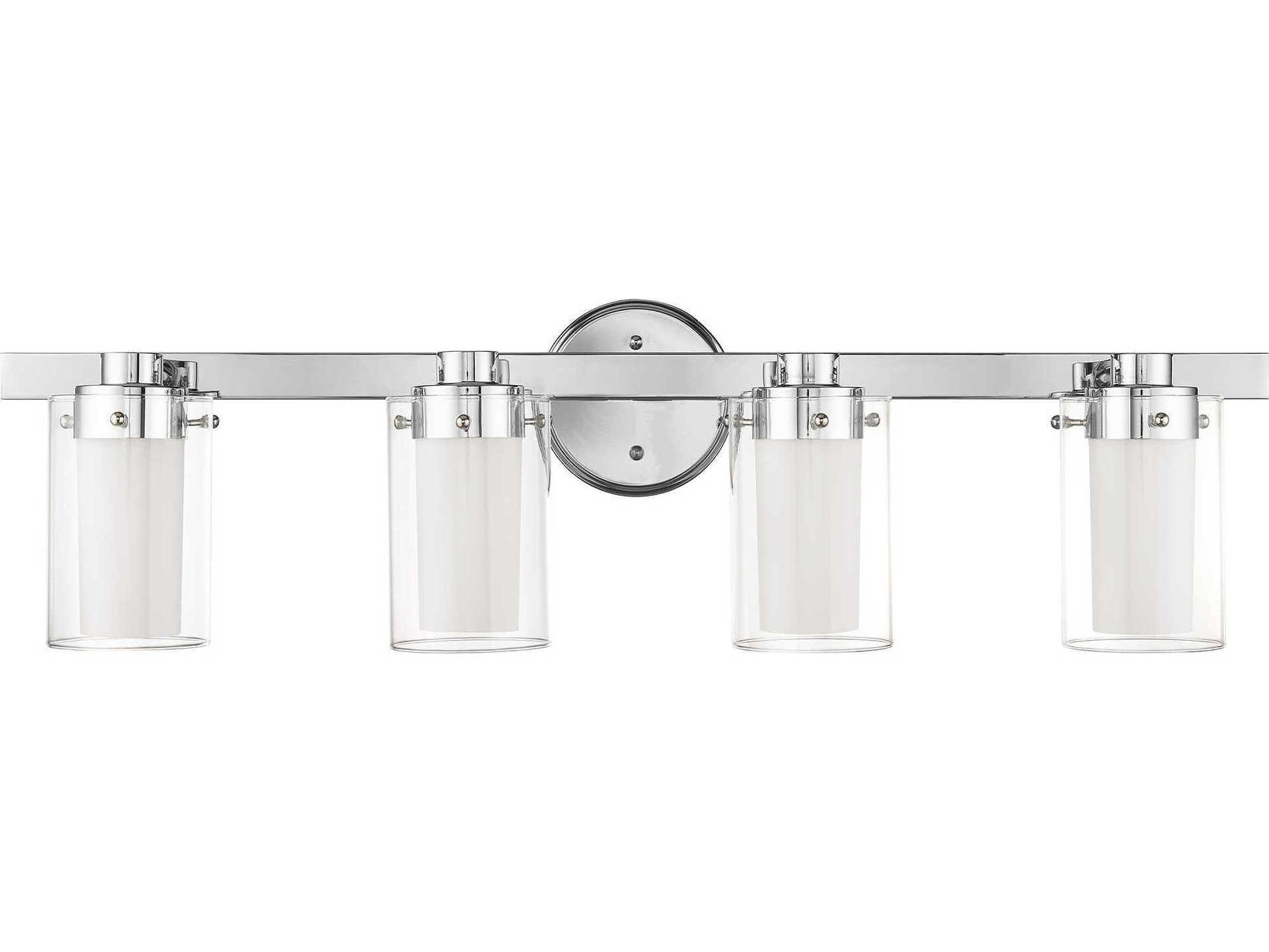 Livex Lighting Manhattan 4-Light Polished Chrome Glass Vanity Light