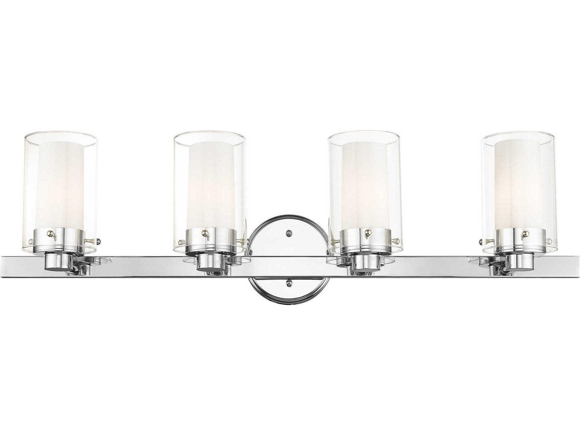 Livex Lighting Manhattan 4-Light Polished Chrome Glass Vanity Light