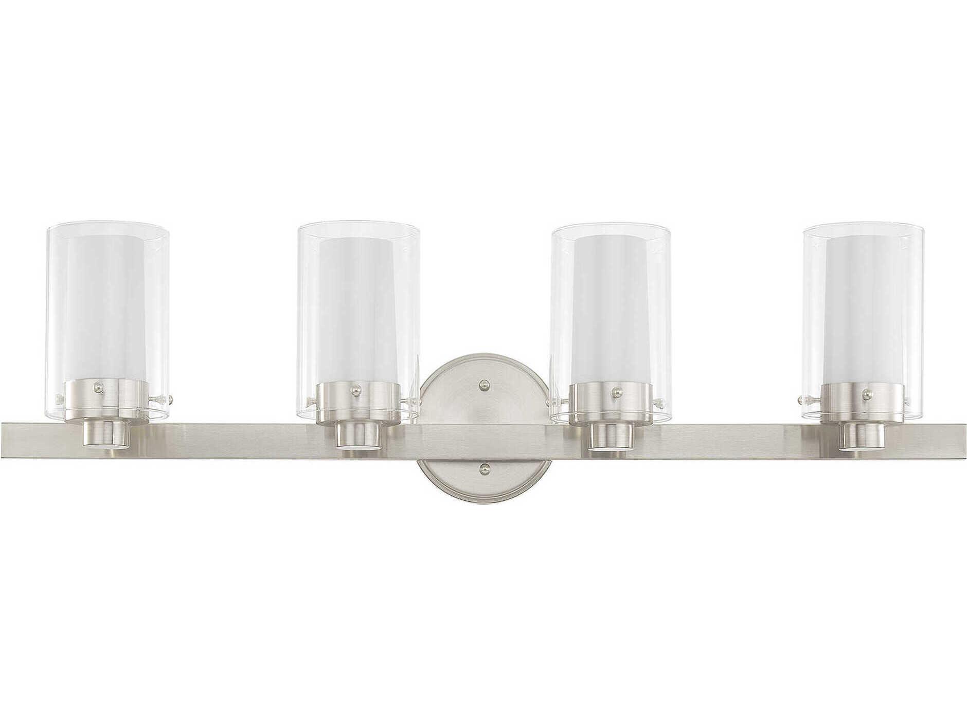 Livex Lighting Manhattan 4-Light Brushed Nickel Glass Vanity Light