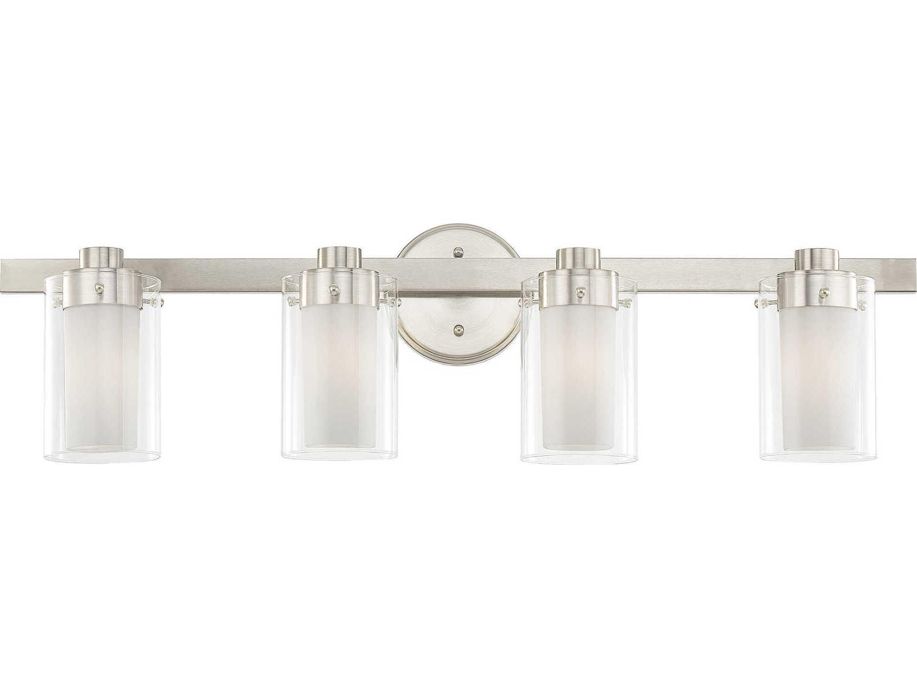Livex Lighting Manhattan 4-Light Brushed Nickel Glass Vanity Light