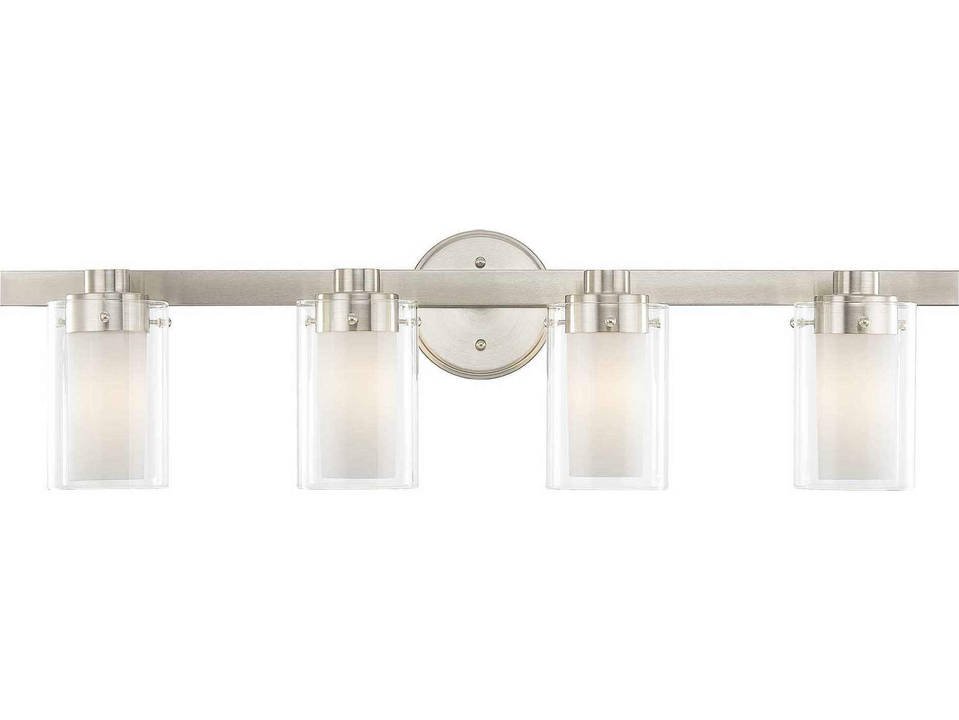 Livex Lighting Manhattan 4-Light Brushed Nickel Glass Vanity Light
