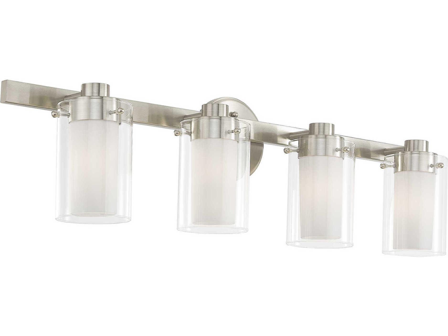 Livex Lighting Manhattan 4-Light Brushed Nickel Glass Vanity Light