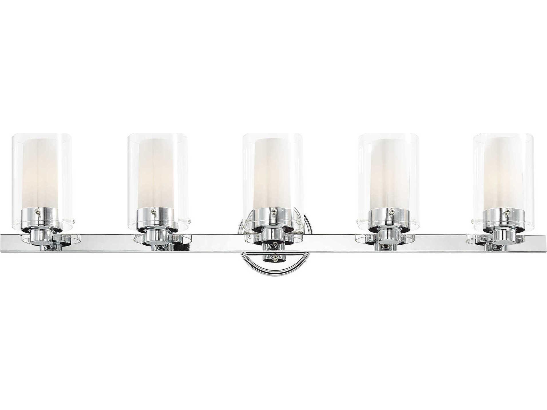 Livex Lighting Manhattan 5-Light Polished Chrome Glass Vanity Light
