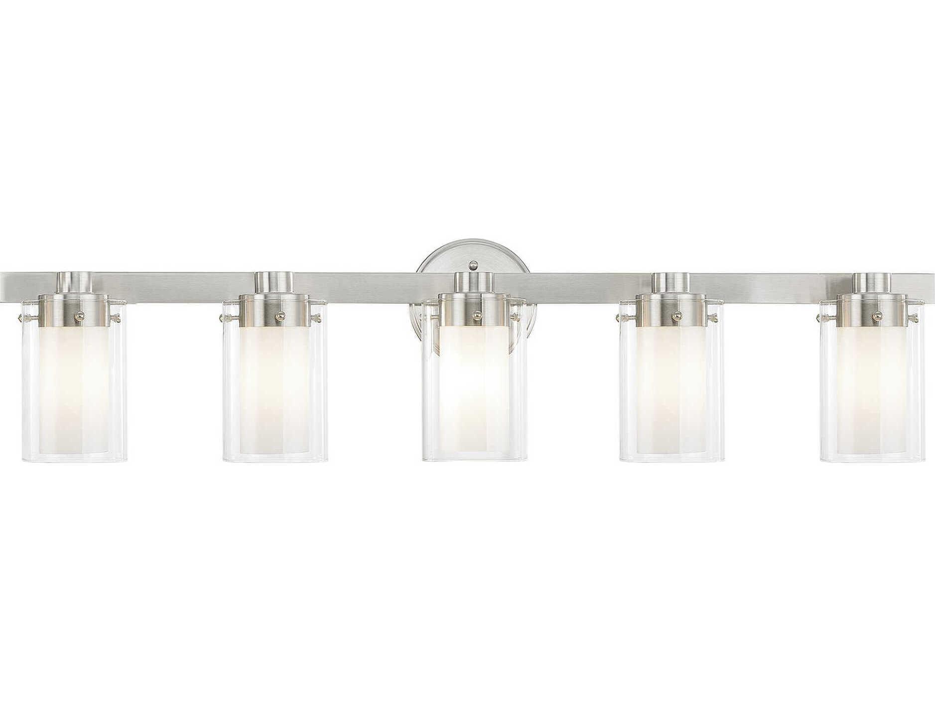 Livex Lighting Manhattan 5-Light Brushed Nickel Glass Vanity Light