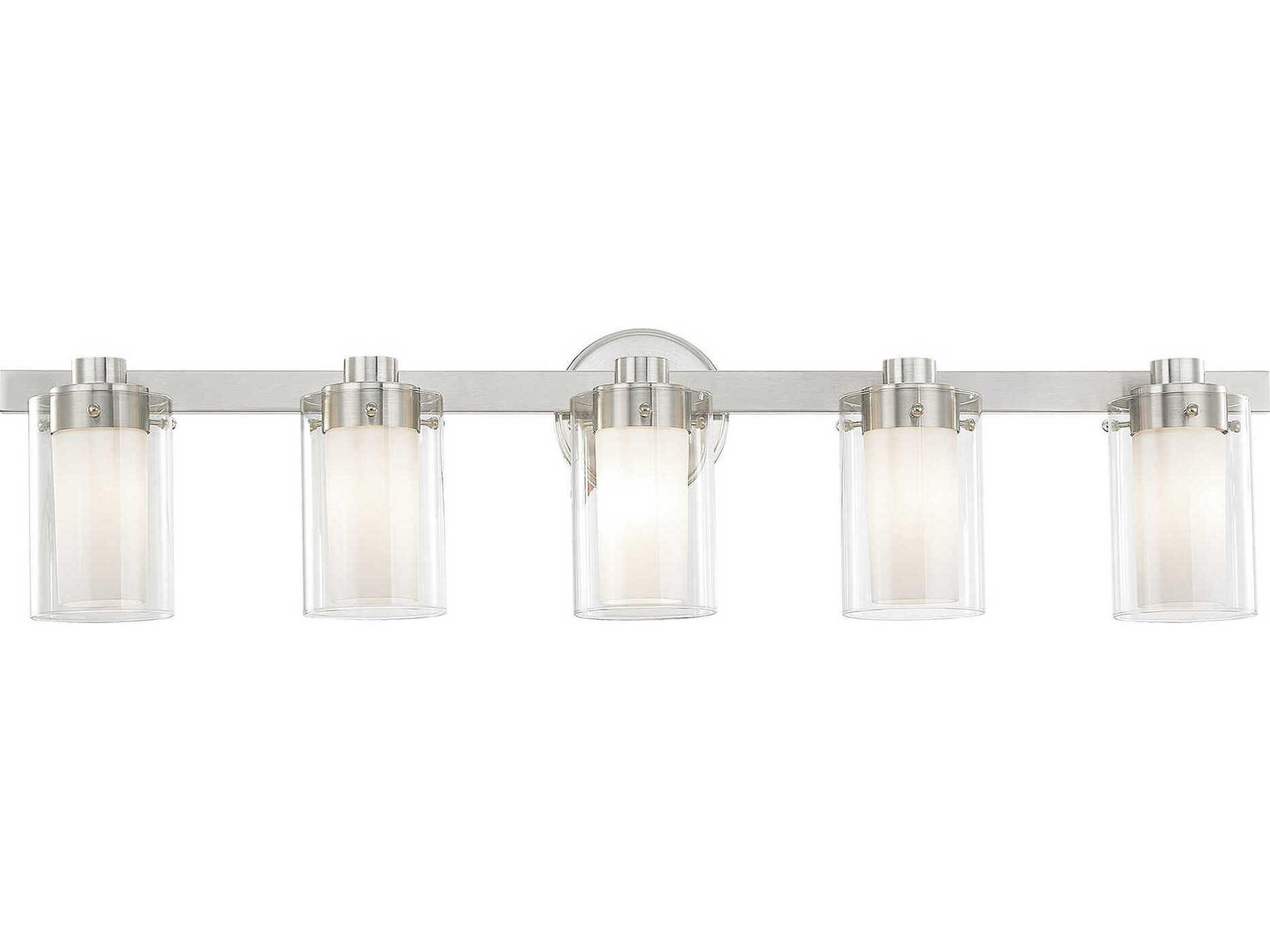 Livex Lighting Manhattan 5-Light Brushed Nickel Glass Vanity Light