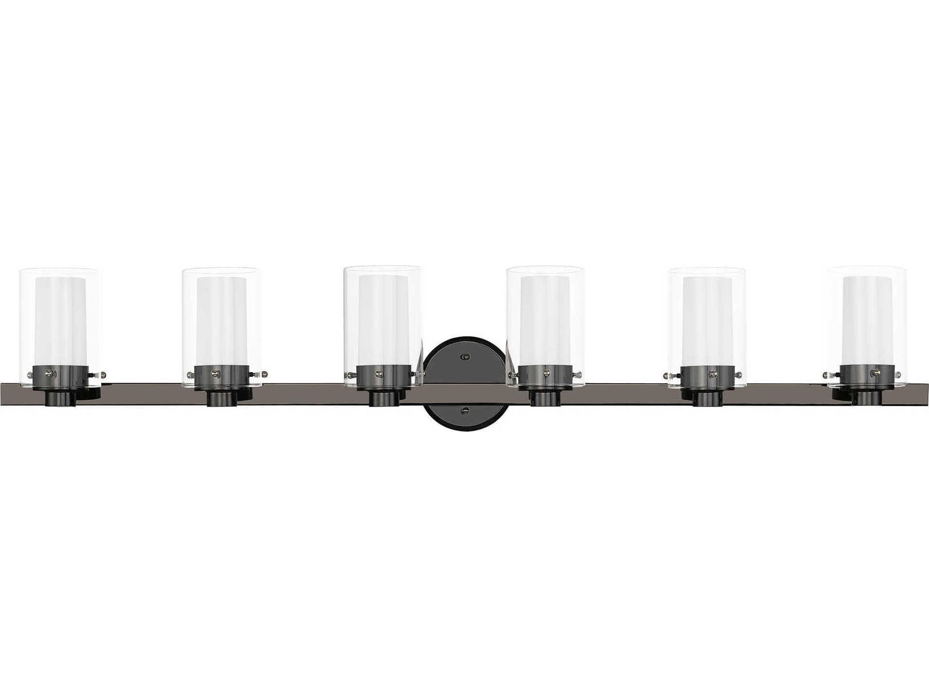 Livex Lighting Manhattan 6-Light Polished Black Chrome Glass Vanity Light