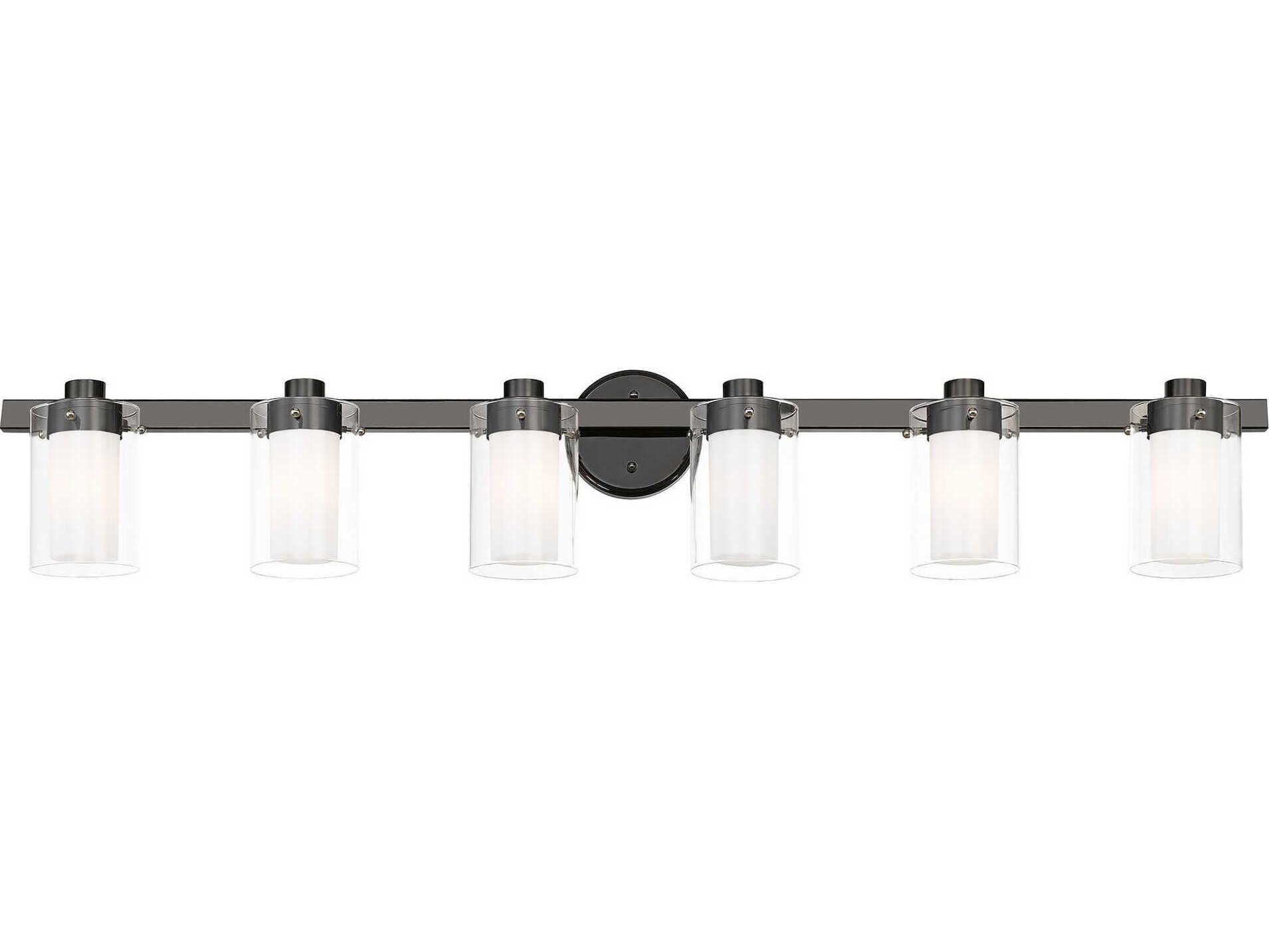 Livex Lighting Manhattan 6-Light Polished Black Chrome Glass Vanity Light