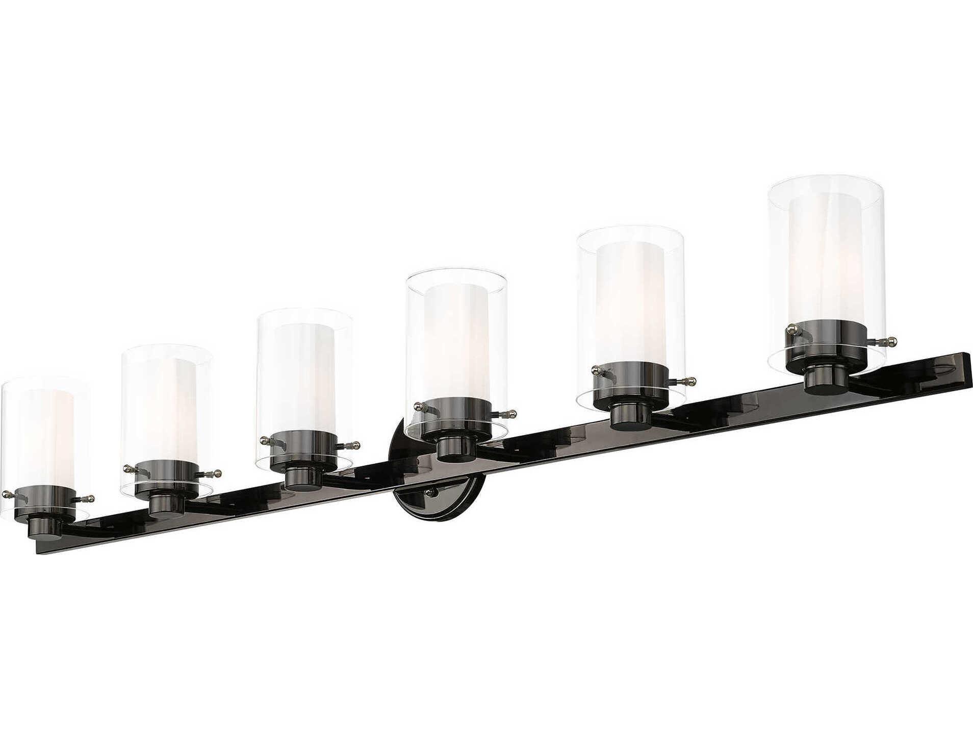 Livex Lighting Manhattan 6-Light Polished Black Chrome Glass Vanity Light