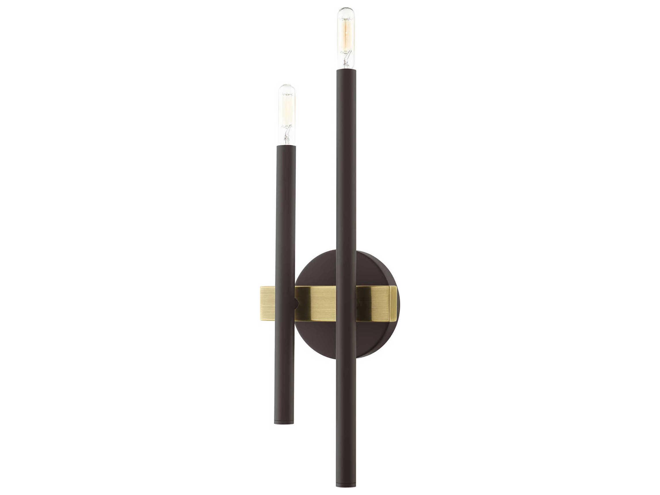 Livex Lighting Denmark 2-Light Bronze Antique Brass Black Wall Sconce