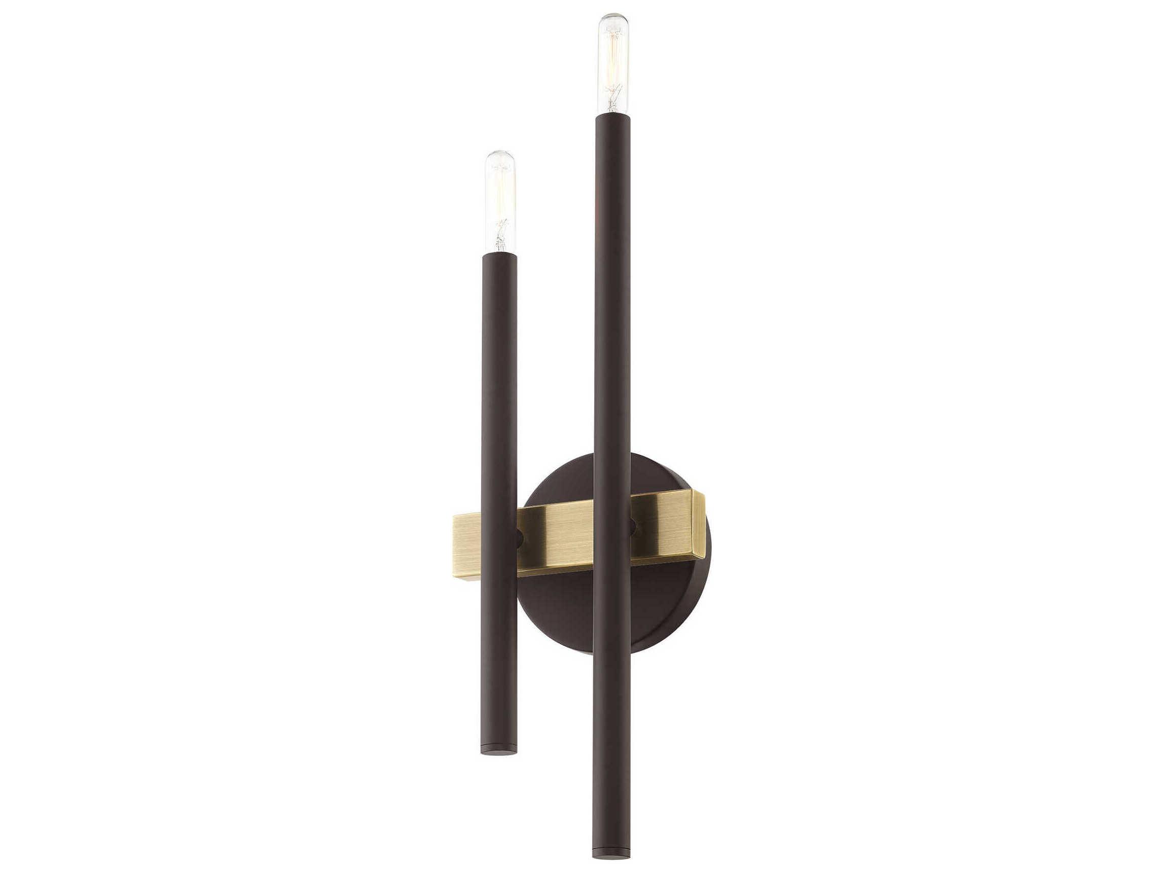 Livex Lighting Denmark 2-Light Bronze Antique Brass Black Wall Sconce