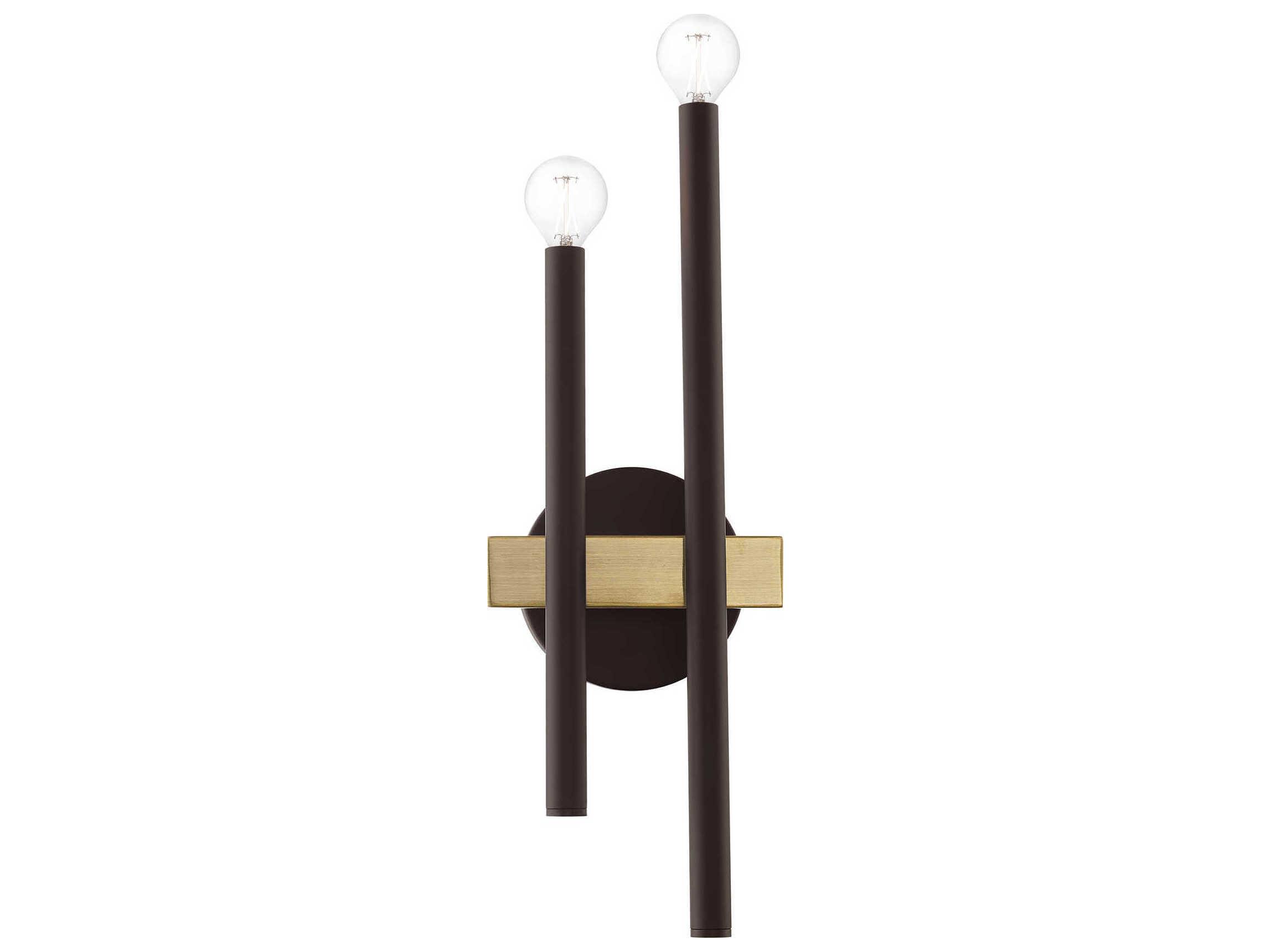 Livex Lighting Denmark 2-Light Bronze Antique Brass Black Wall Sconce