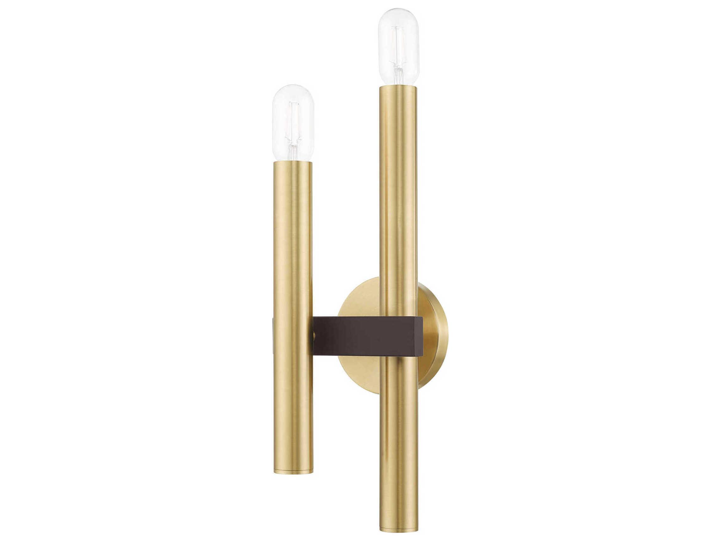 Livex Lighting Helsinki 2-Light Satin Brass Bronze Wall Sconce
