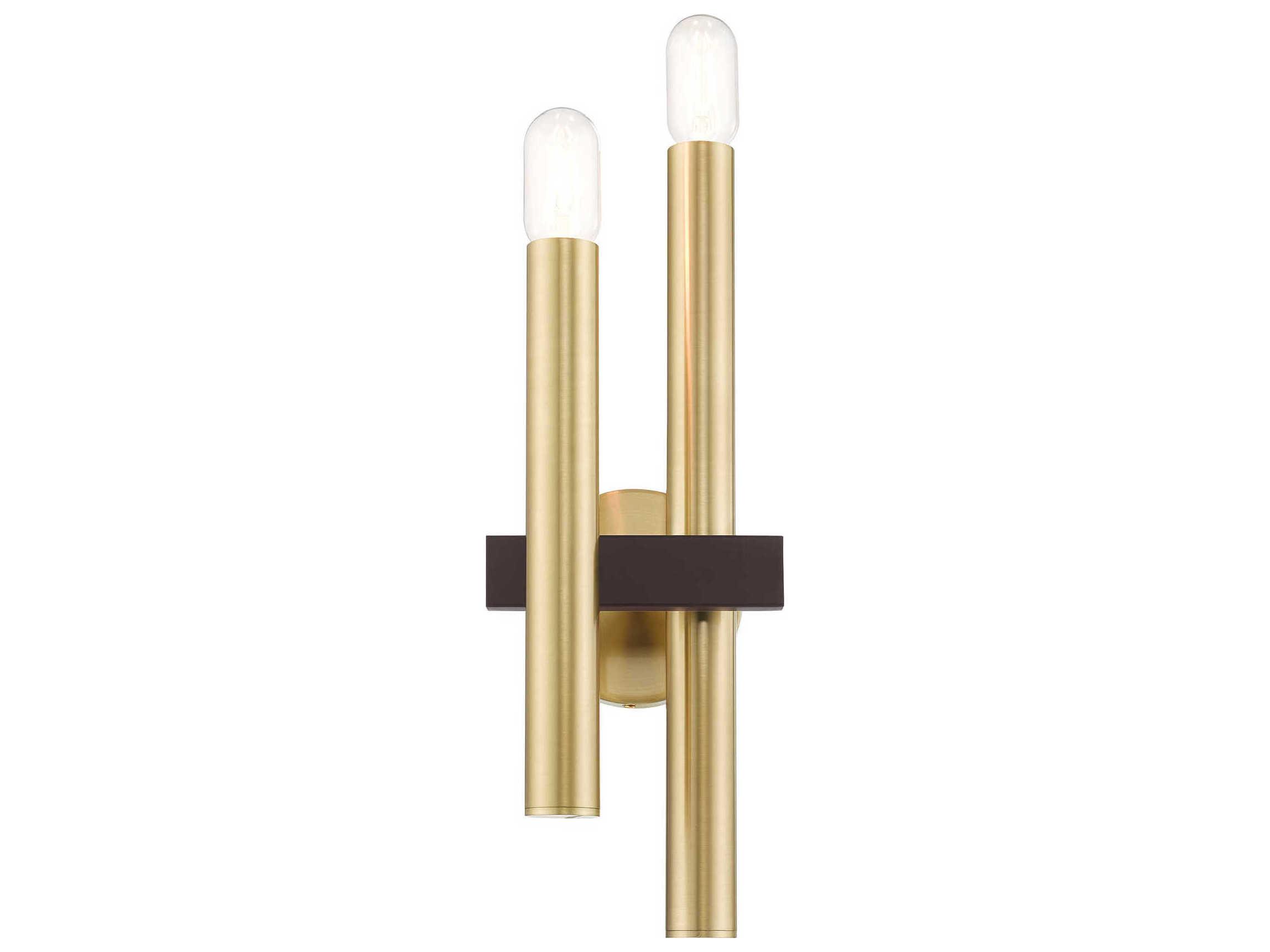 Livex Lighting Helsinki 2-Light Satin Brass Bronze Wall Sconce