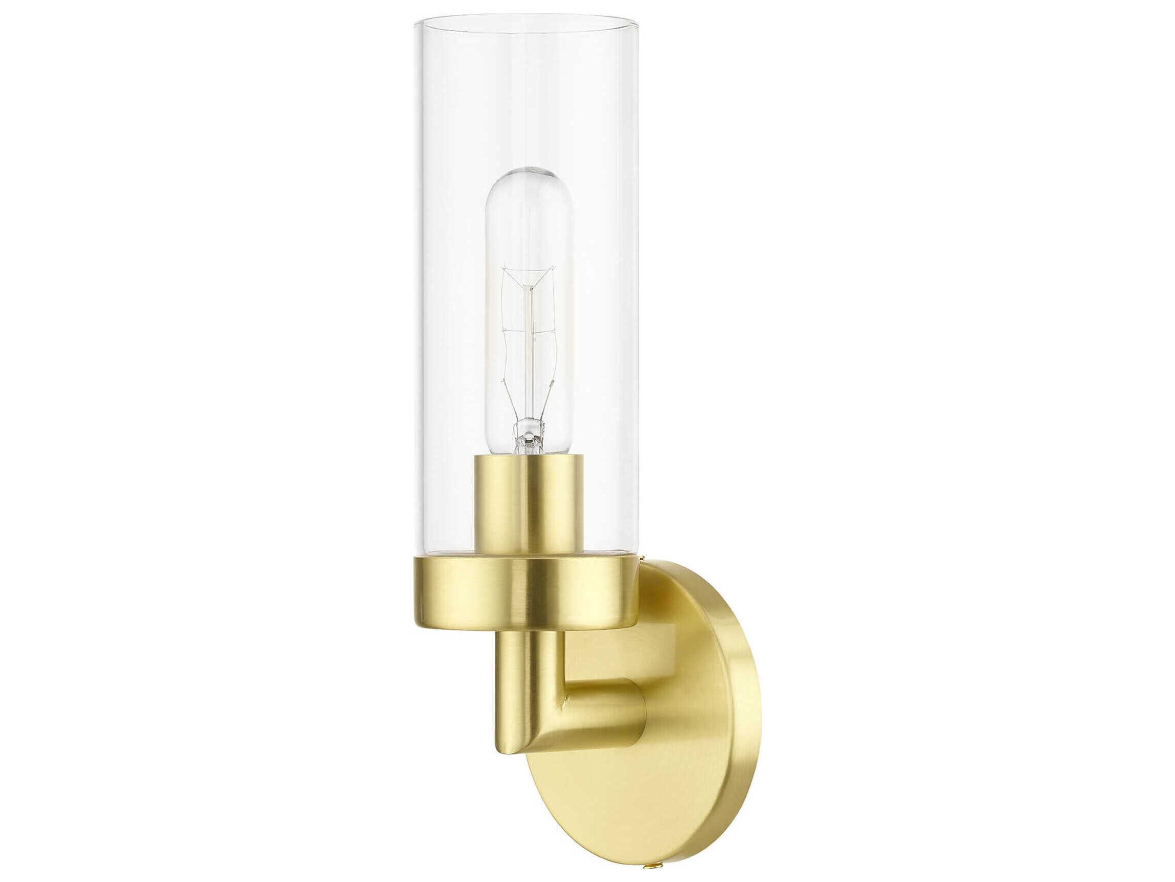 Livex Lighting Ludlow 1-Light Satin Brass Glass Wall Sconce