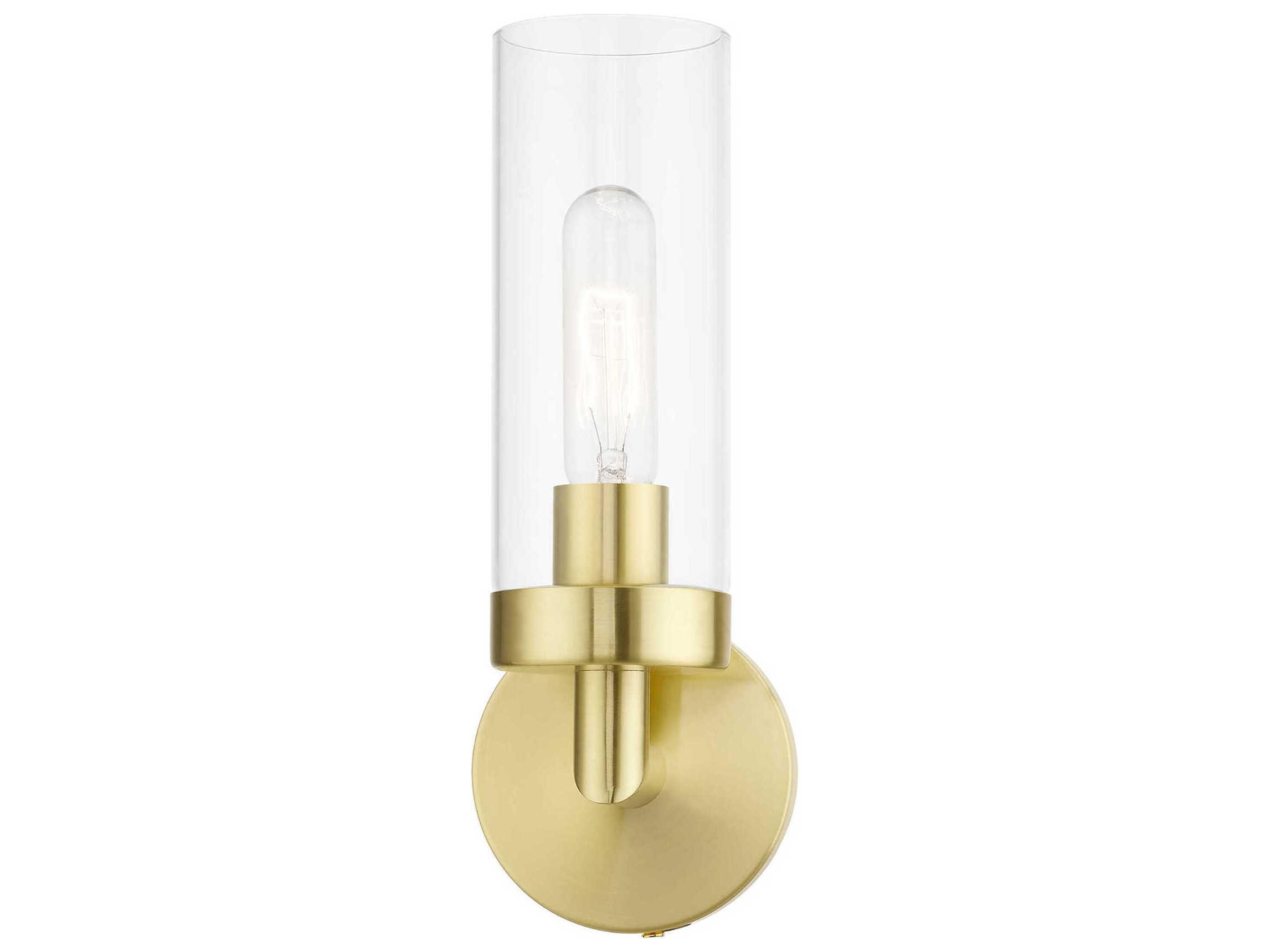Livex Lighting Ludlow 1-Light Satin Brass Glass Wall Sconce