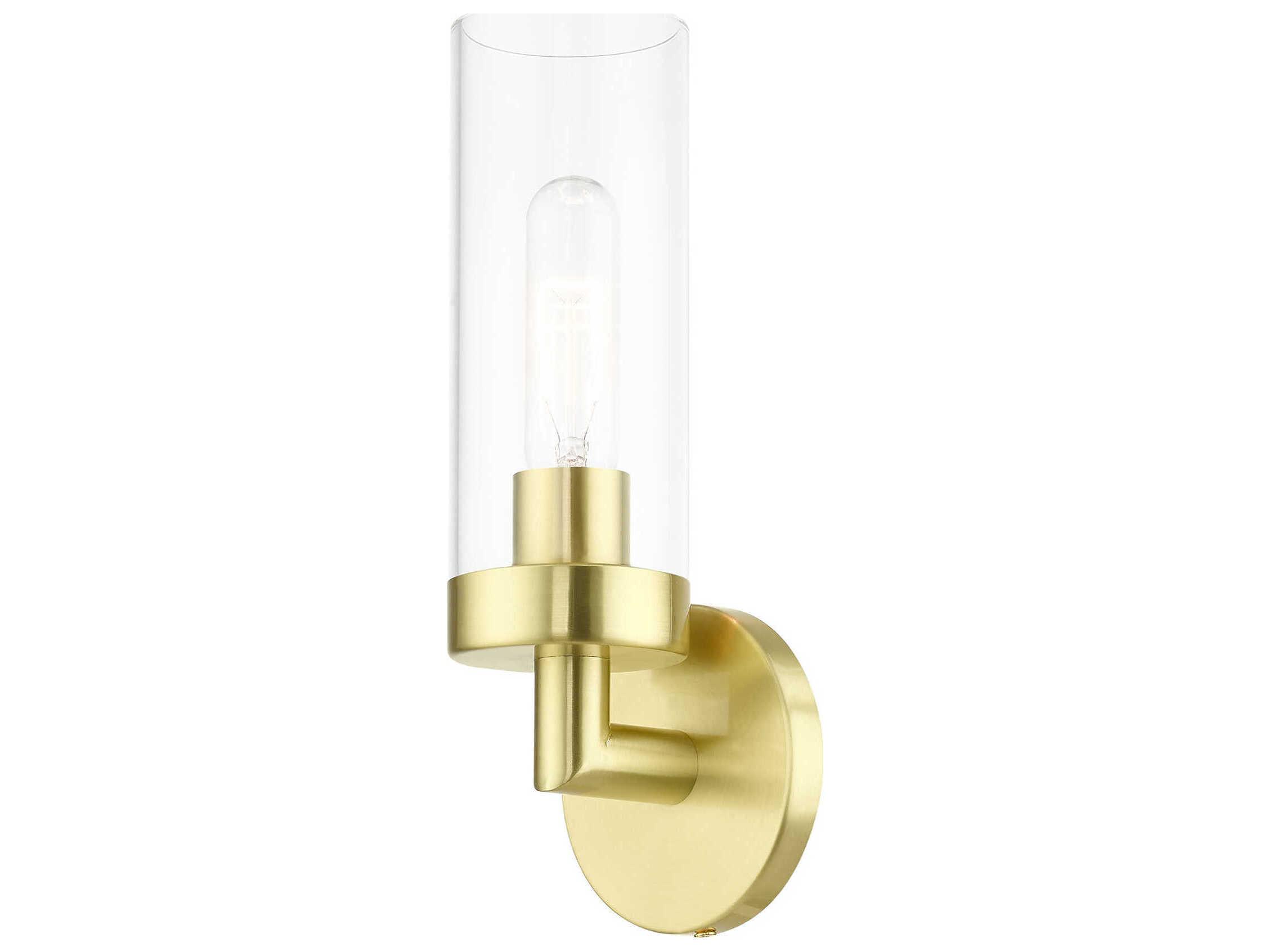 Livex Lighting Ludlow 1-Light Satin Brass Glass Wall Sconce