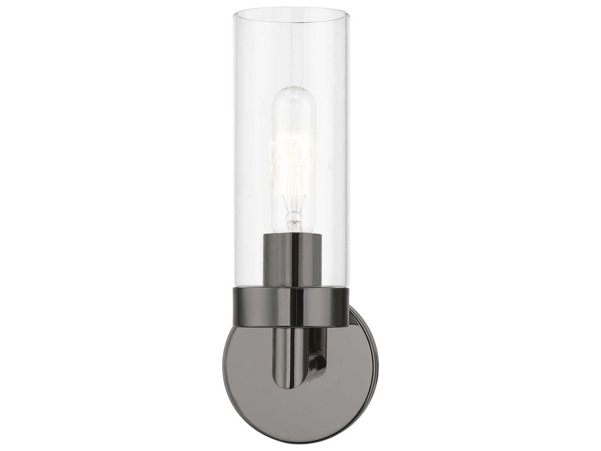 Livex Lighting Ludlow 1-Light Black Chrome Glass Wall Sconce