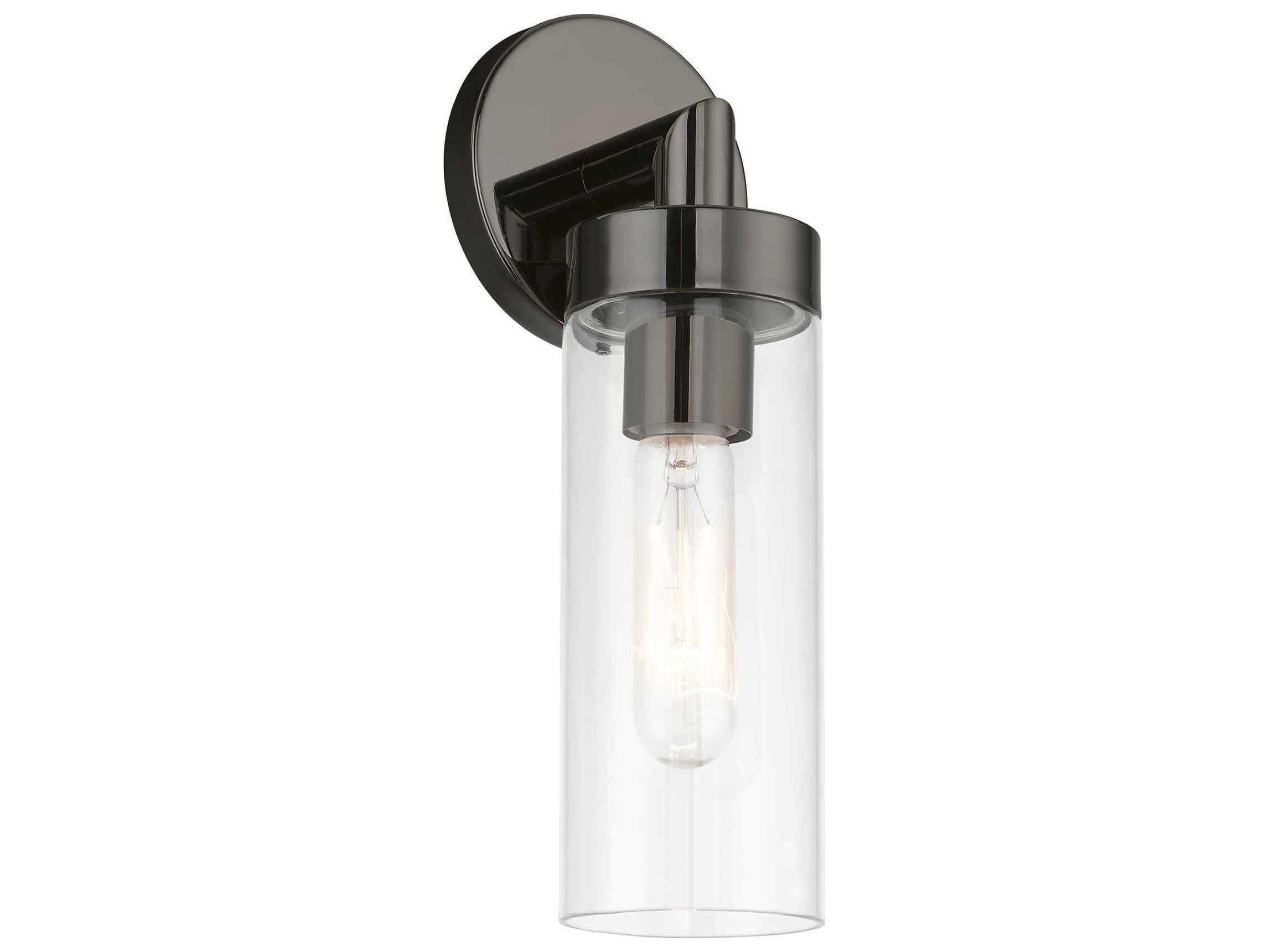 Livex Lighting Ludlow 1-Light Black Chrome Glass Wall Sconce