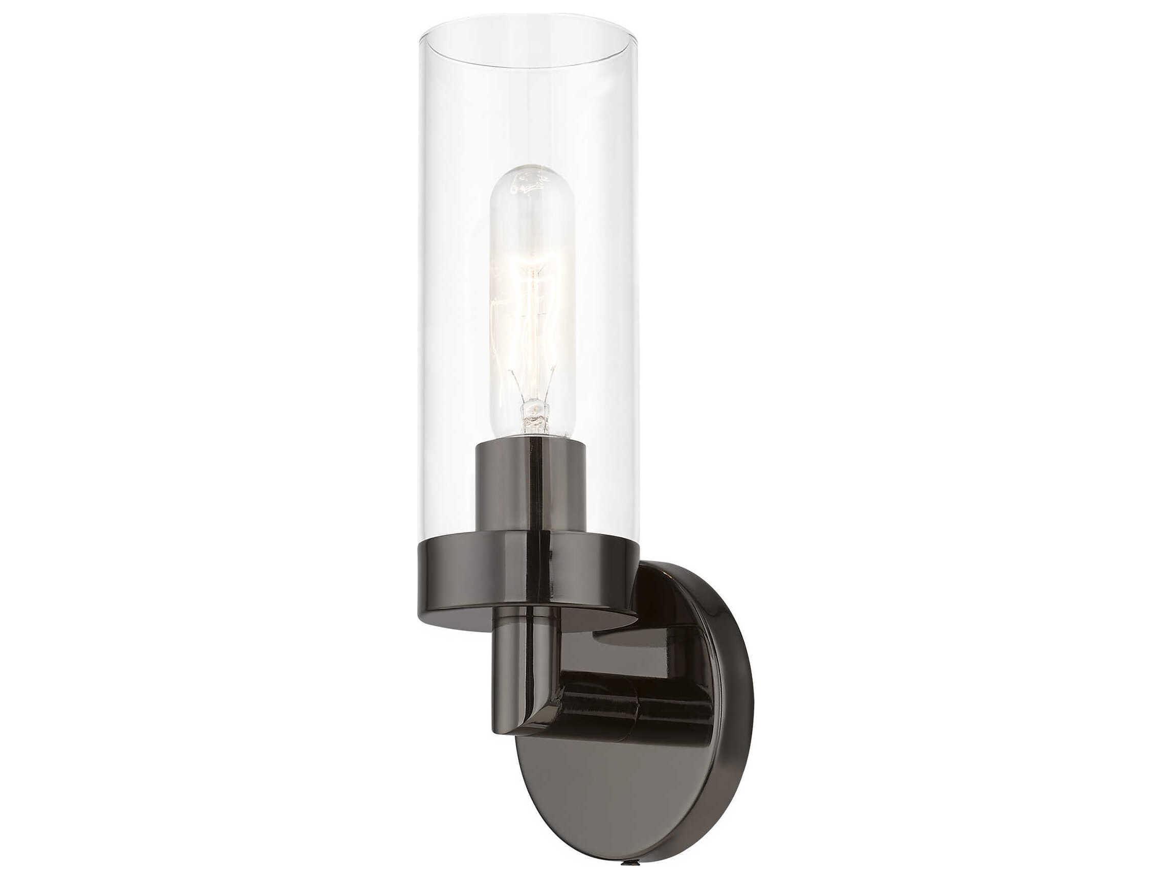 Livex Lighting Ludlow 1-Light Black Chrome Glass Wall Sconce