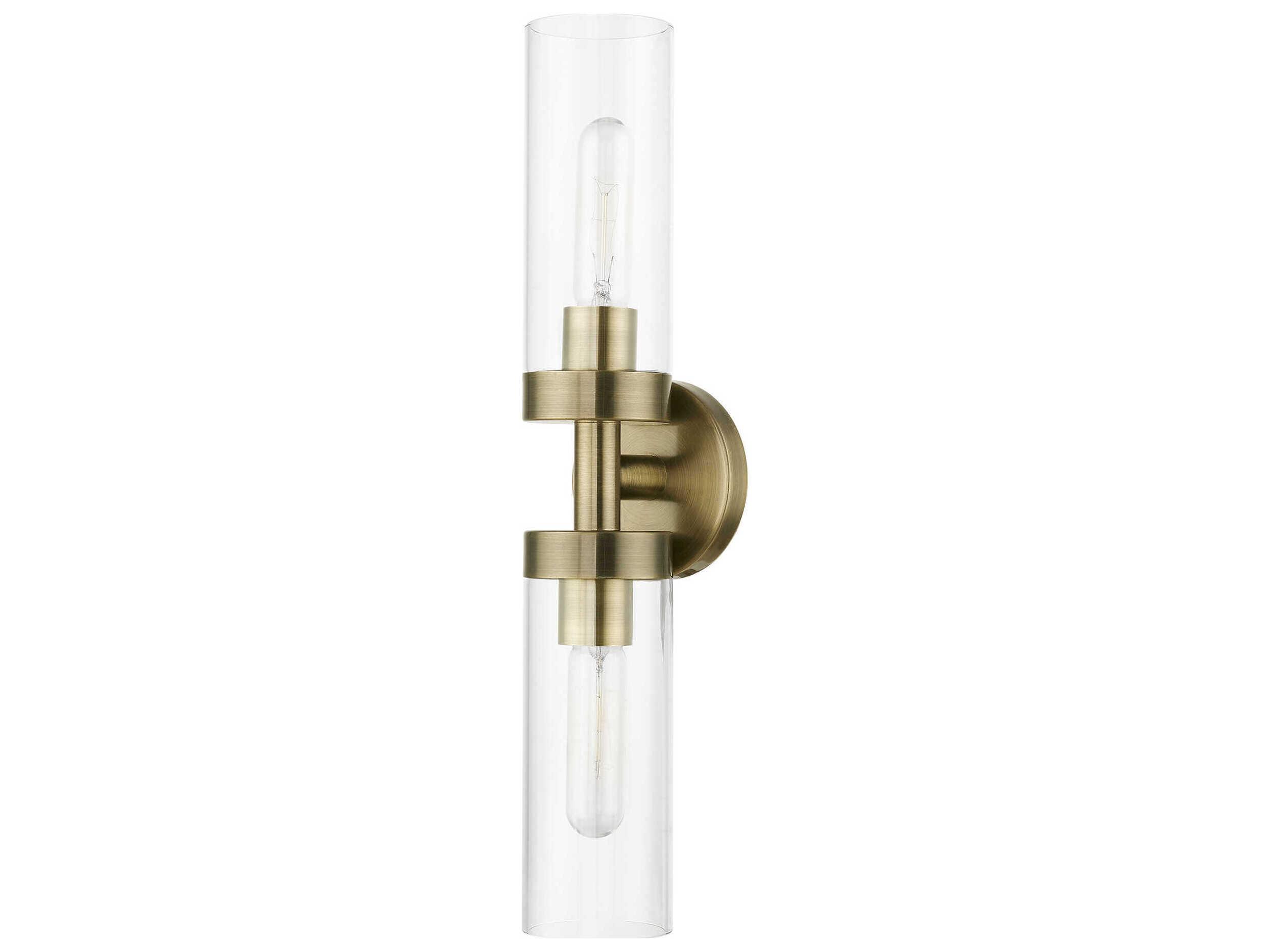 Livex Lighting Ludlow 2-Light Antique Brass Glass Vanity Light
